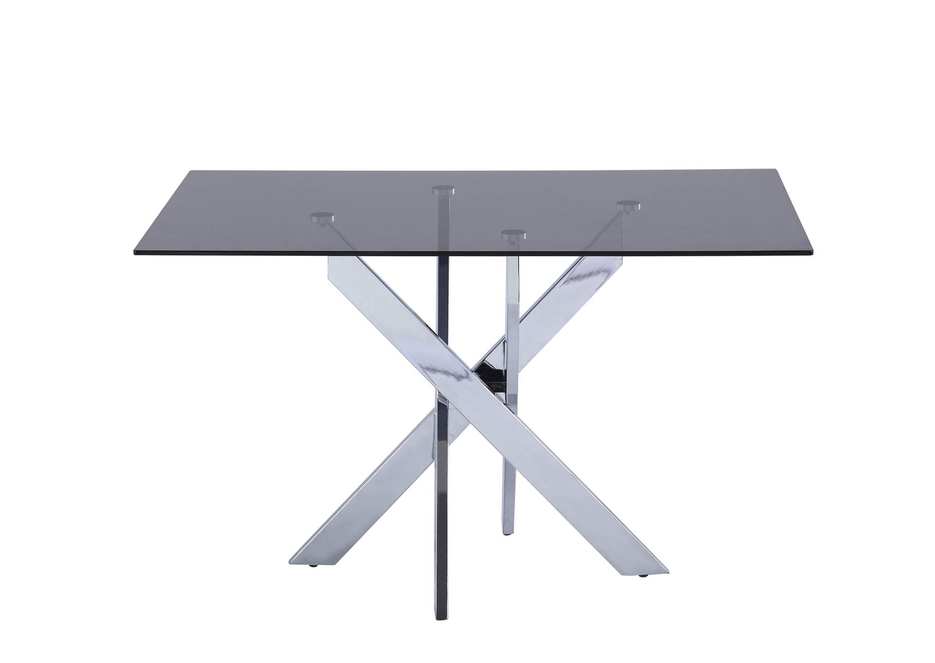 Genevieve Modern Rectangular Glass Top Dining Table,Chintaly Imports