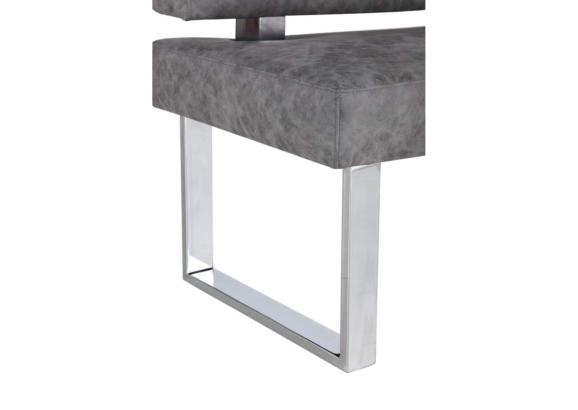 Genevieve Polished SS Modern Gray Reversible Upholstered Nook,Chintaly Imports
