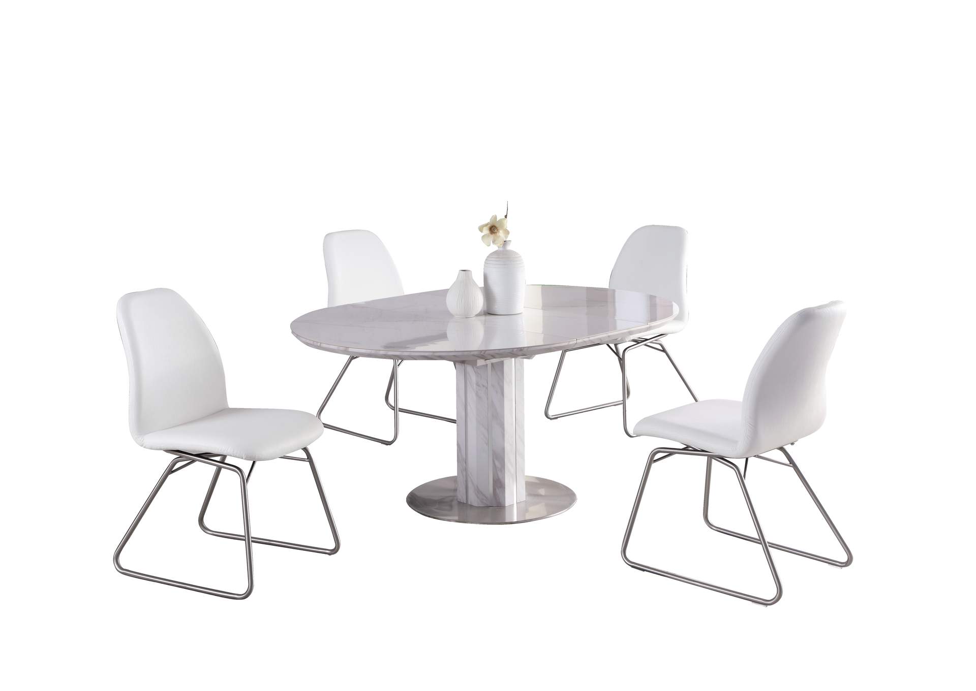 Dining Set With Butterfly-Extendable Marbleized Table & 4 Rocking Chairs,Chintaly Imports