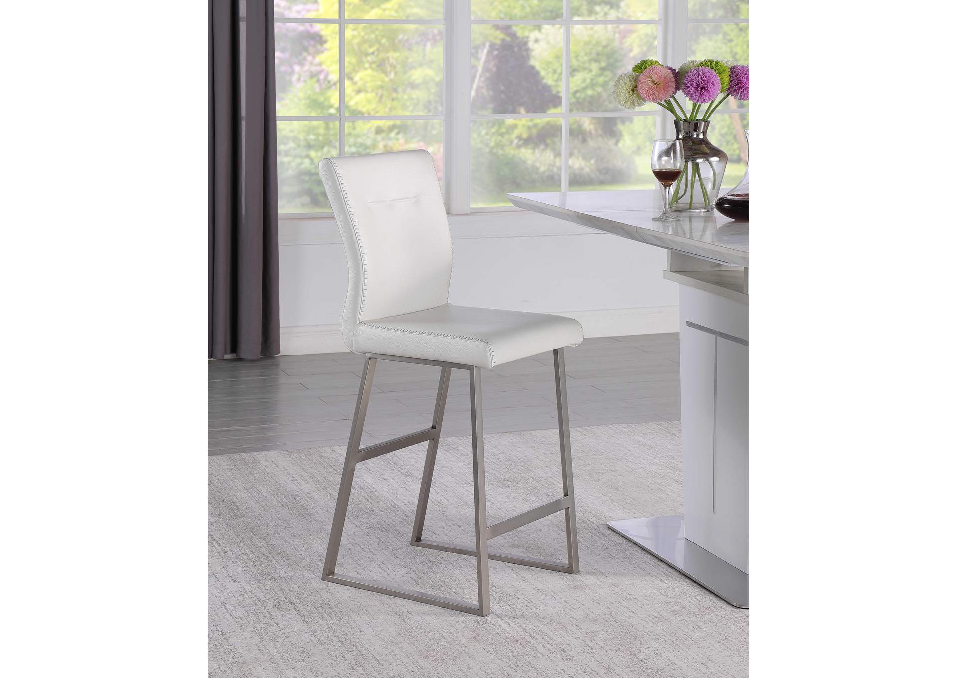 Contemporary Counter Height Stool With Highlight Stitching,Chintaly Imports