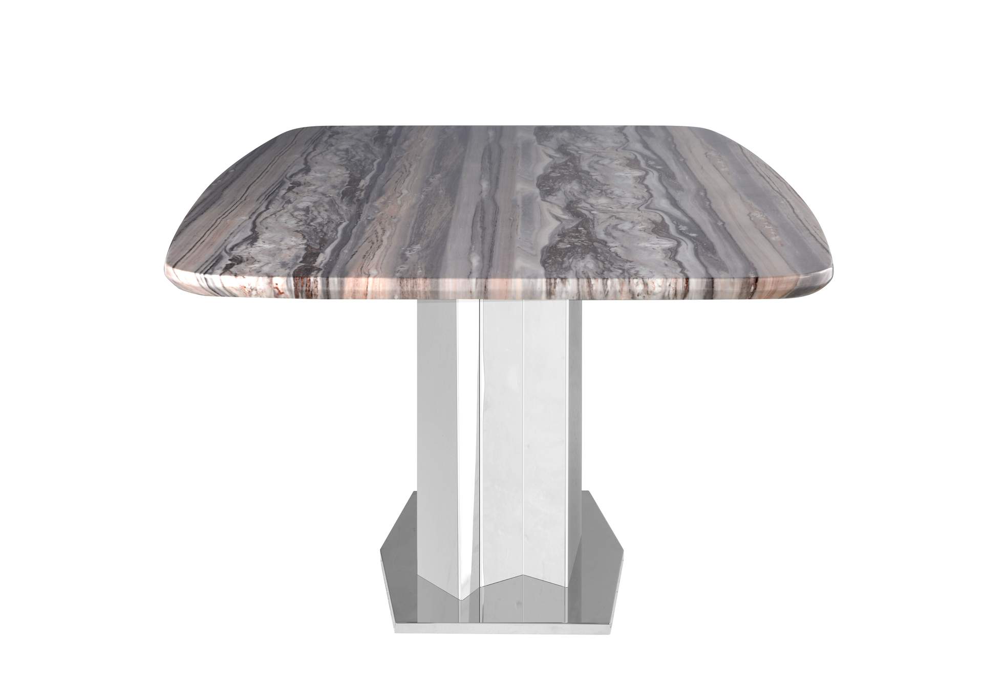 Contemporary Marble Dining Table w/Stainless Steel Base,Chintaly Imports