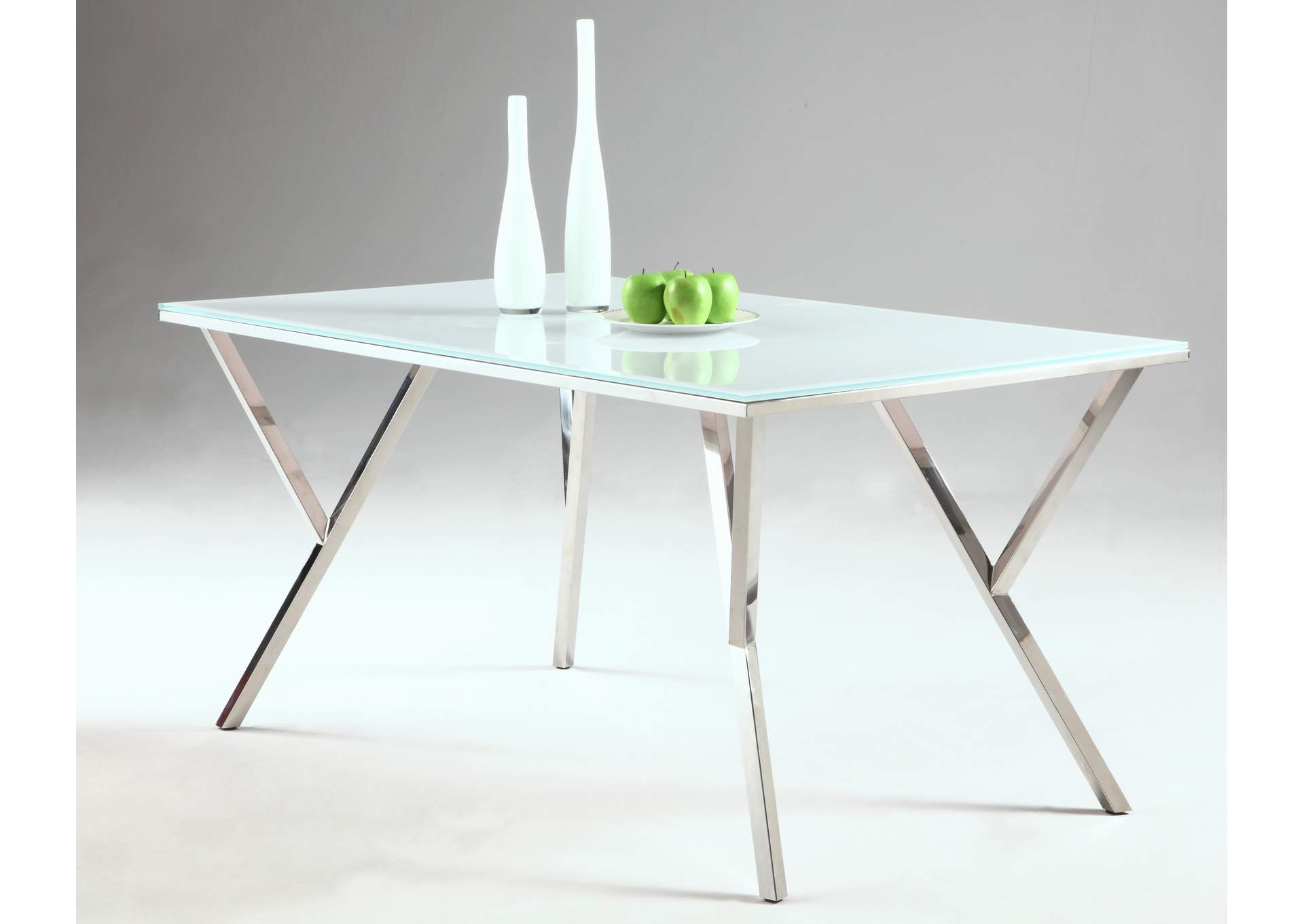 Modern Starphire Glass Top Dining Table,Chintaly Imports
