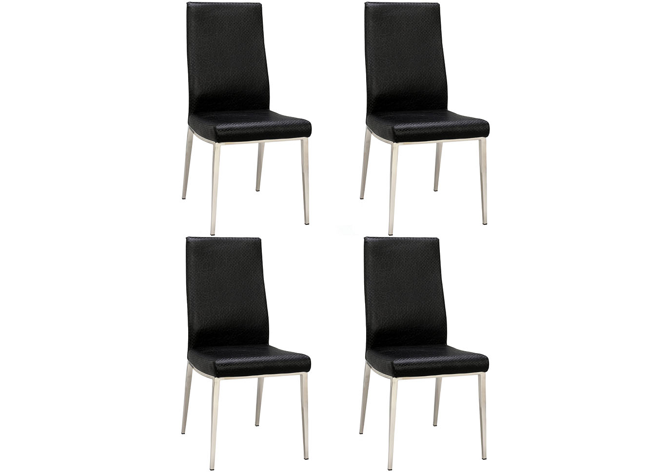 Jamila Crocodile Black High Contour-Back Side Chair (Set of 4),Chintaly Imports