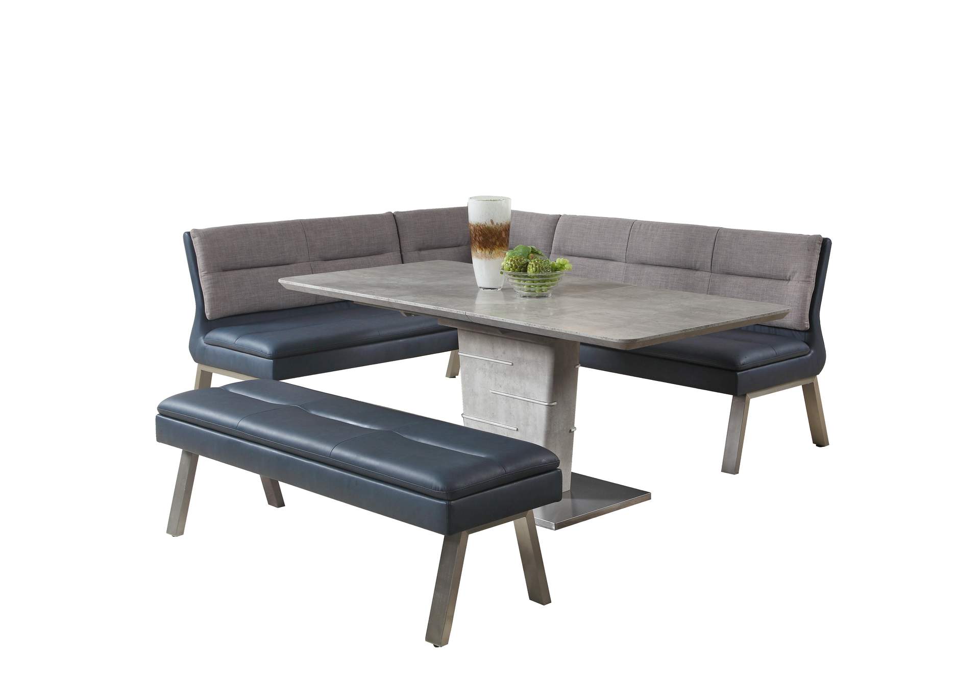 Dining Set With Extendable Table , Reversible Nook & Bench,Chintaly Imports