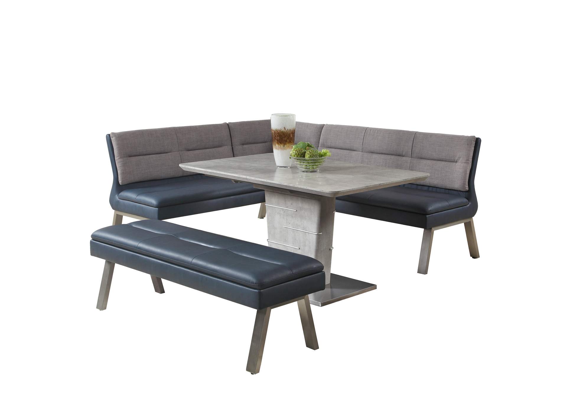 Dining Set With Extendable Table , Reversible Nook & Bench,Chintaly Imports