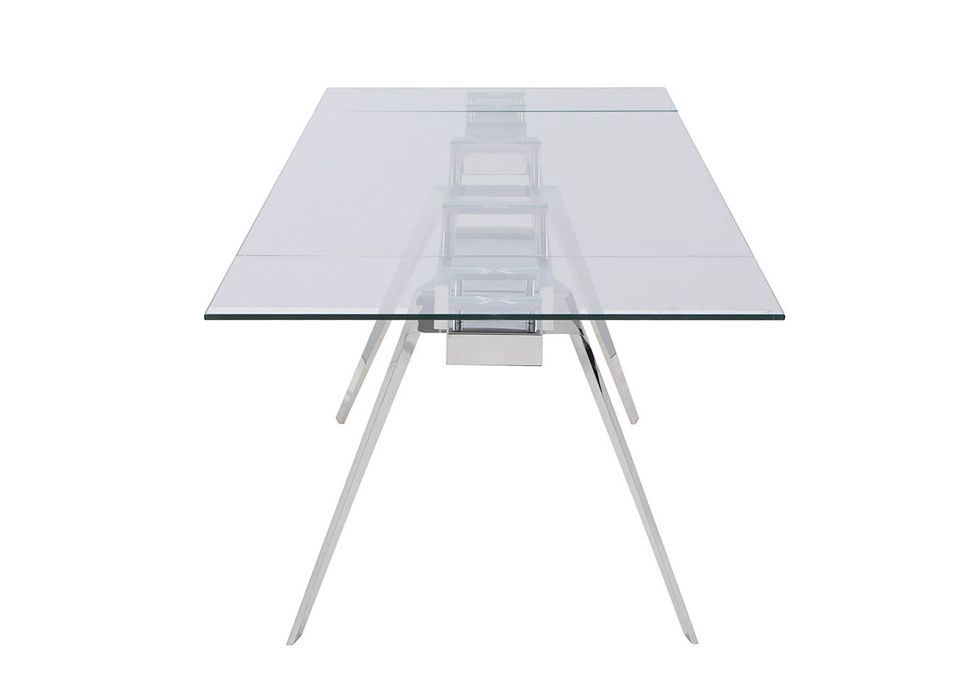Josie White Extendable Glass Top Dining Table,Chintaly Imports