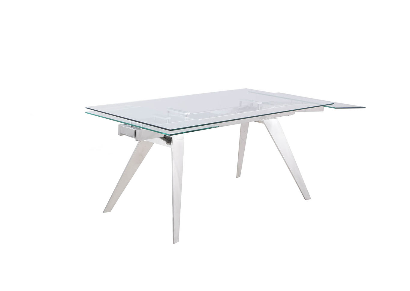 Josie White Extendable Glass Top Dining Table,Chintaly Imports