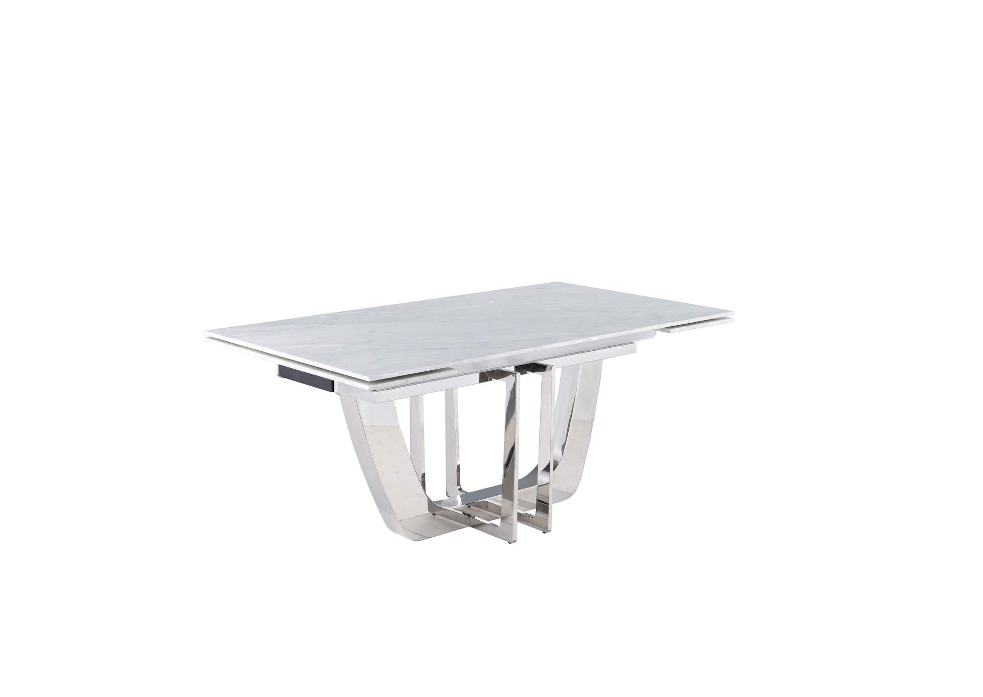 Contemporary Extendable Carrara Marble Table,Chintaly Imports
