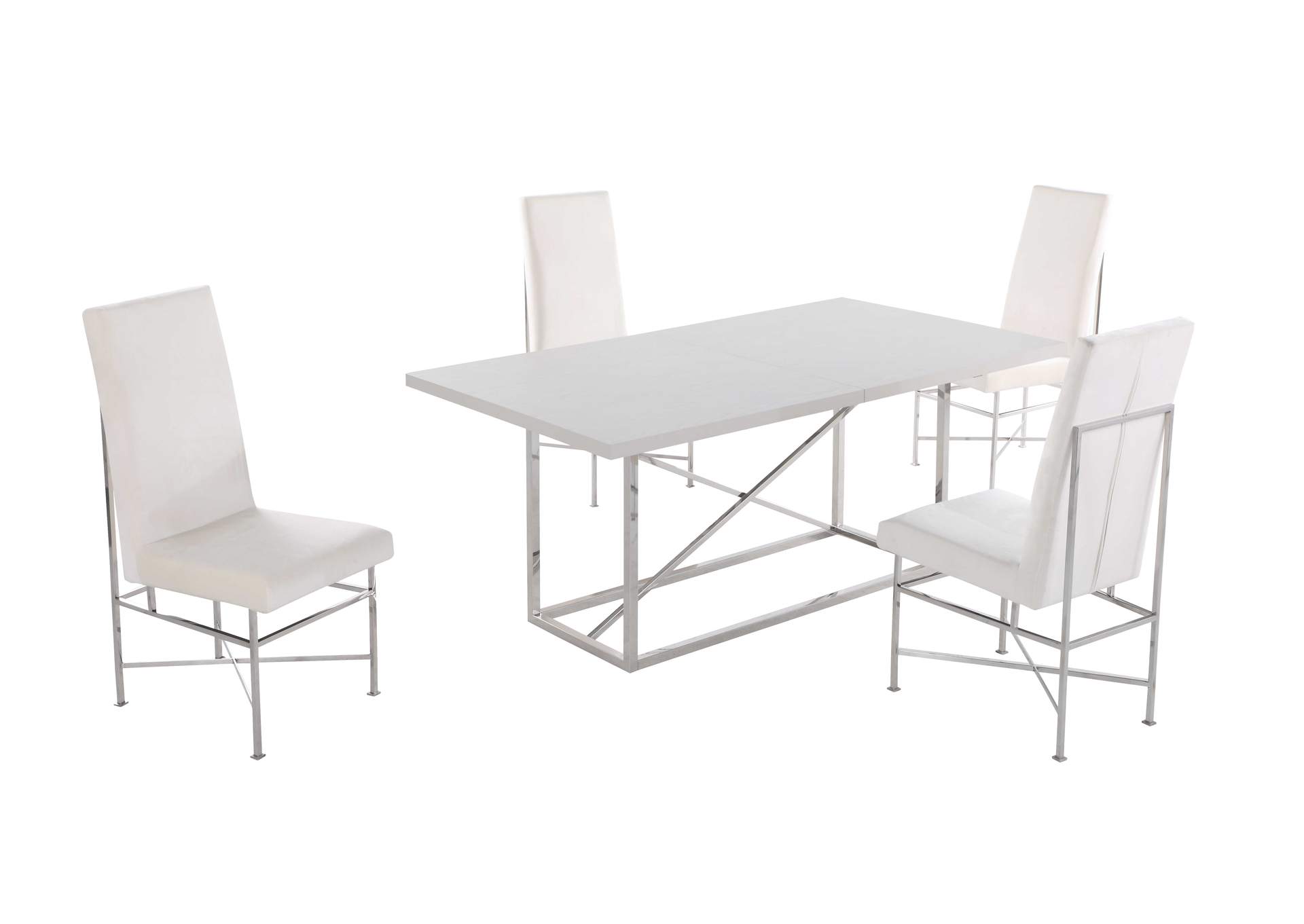 Contemporary Dining Set With Butterfly Extendable Table & 4 Side Chairs,Chintaly Imports
