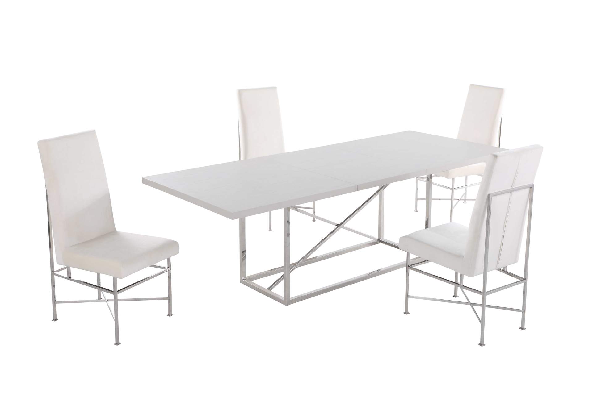Contemporary Dining Set With Butterfly Extendable Table & 4 Side Chairs,Chintaly Imports