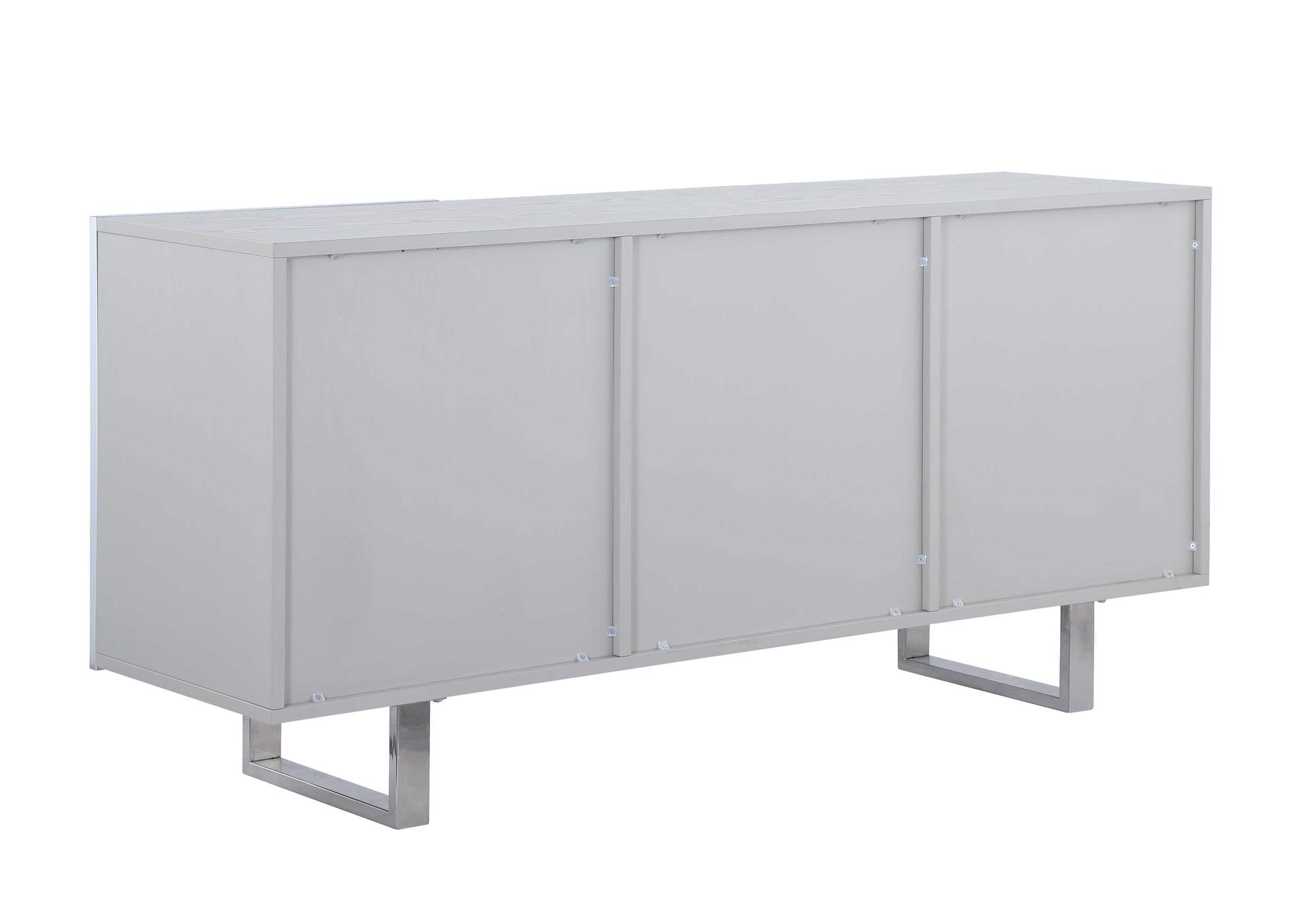 Contemporary Buffet With Steel Legs & Seashell Veneer Accents,Chintaly Imports