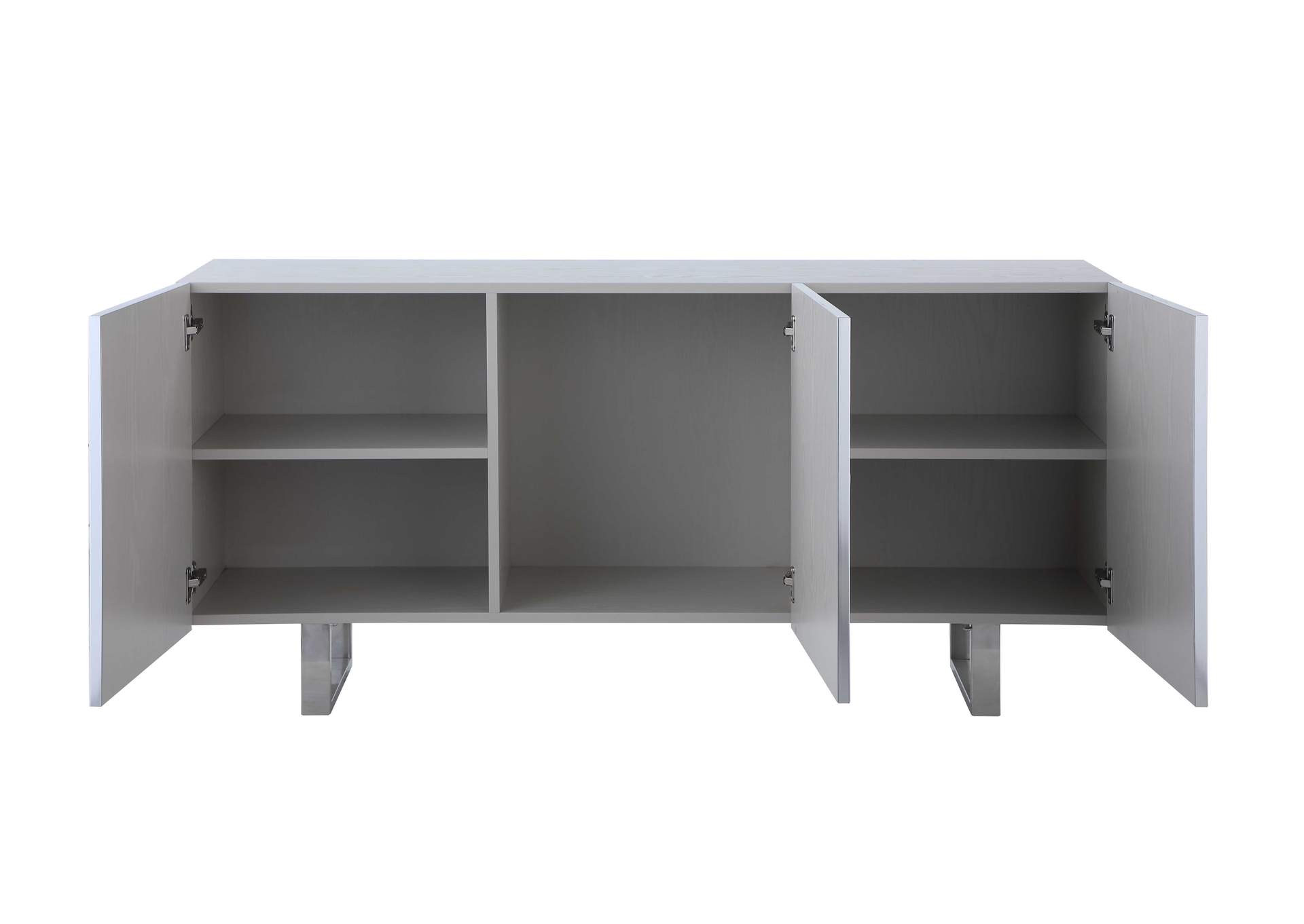 Contemporary Buffet With Steel Legs & Seashell Veneer Accents,Chintaly Imports