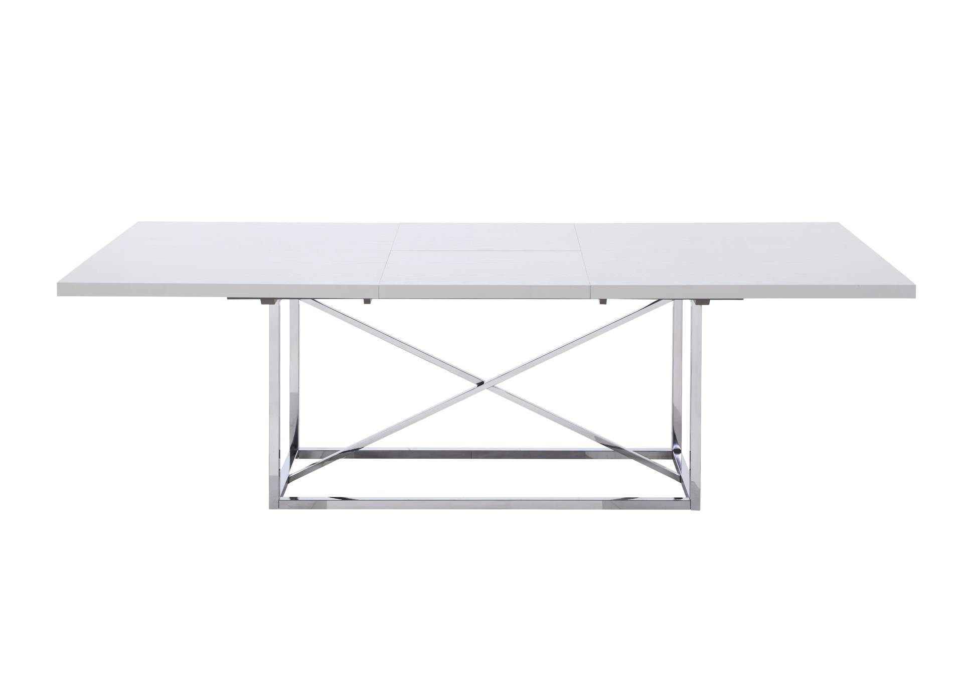 Contemporary Extendable Gray Dining Table w/ Steel Frame,Chintaly Imports