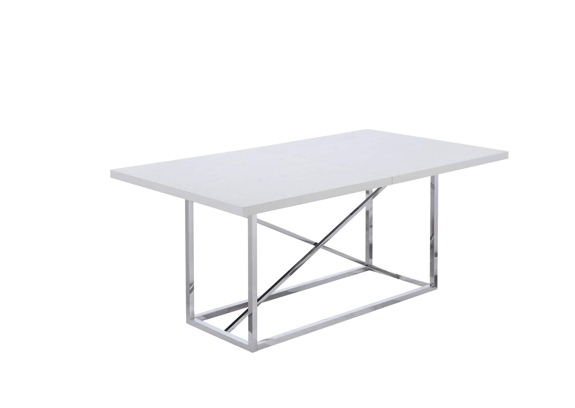 Contemporary Extendable Gray Dining Table w/ Steel Frame,Chintaly Imports