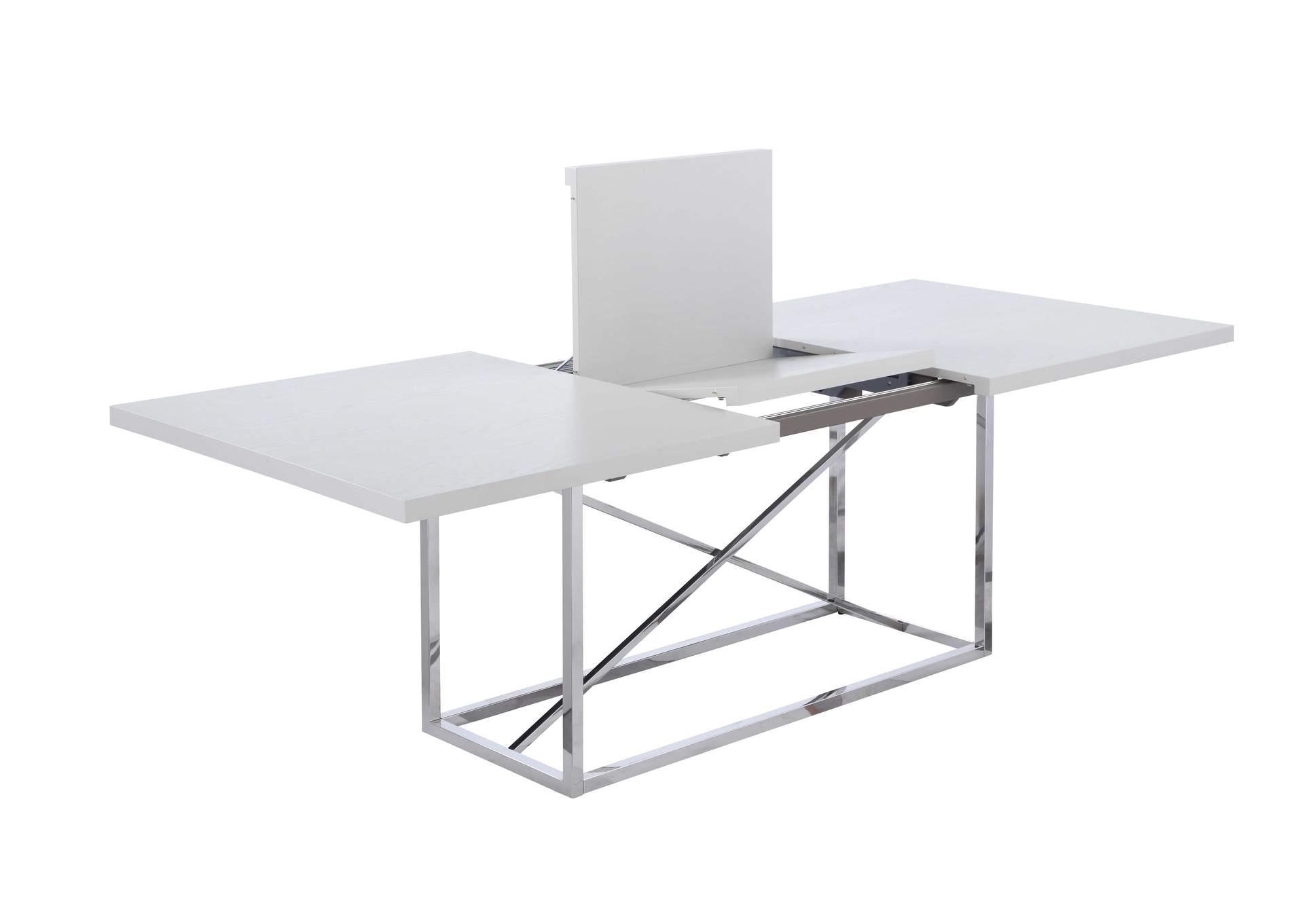 Contemporary Extendable Gray Dining Table w/ Steel Frame,Chintaly Imports