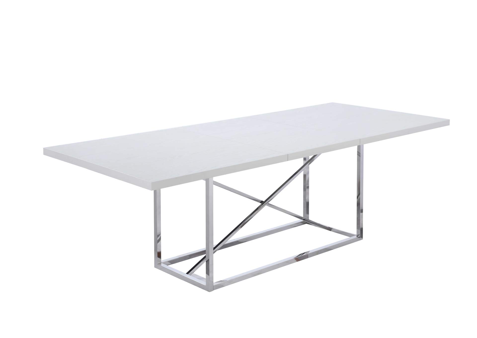 Contemporary Extendable Gray Dining Table w/ Steel Frame,Chintaly Imports