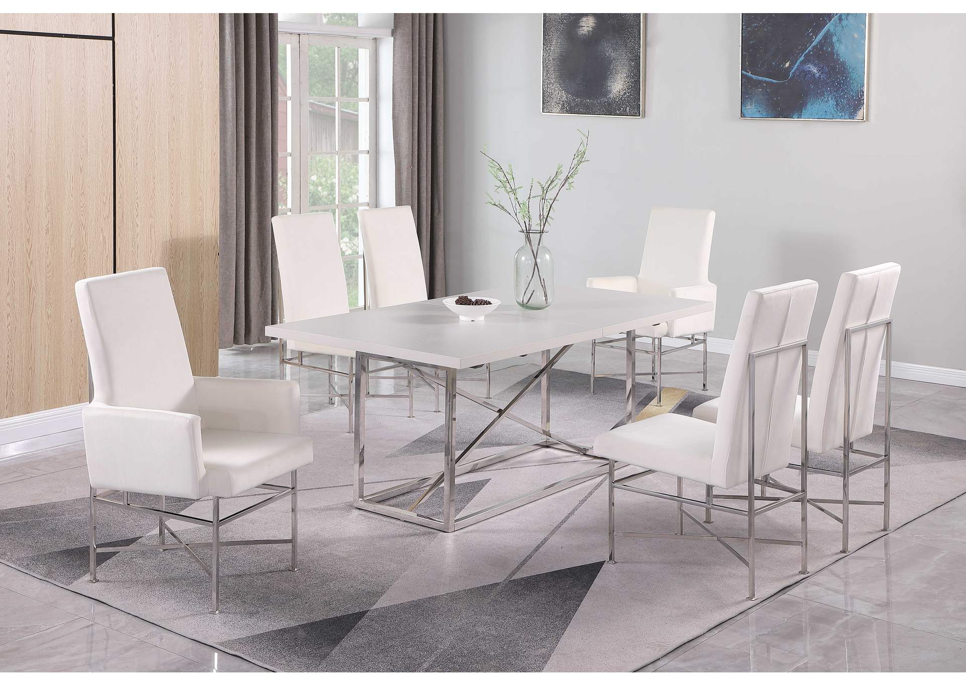 Contemporary Dining Set With Butterfly Extendable Table & 4 Side Chairs And 2 Arm Chairs,Chintaly Imports