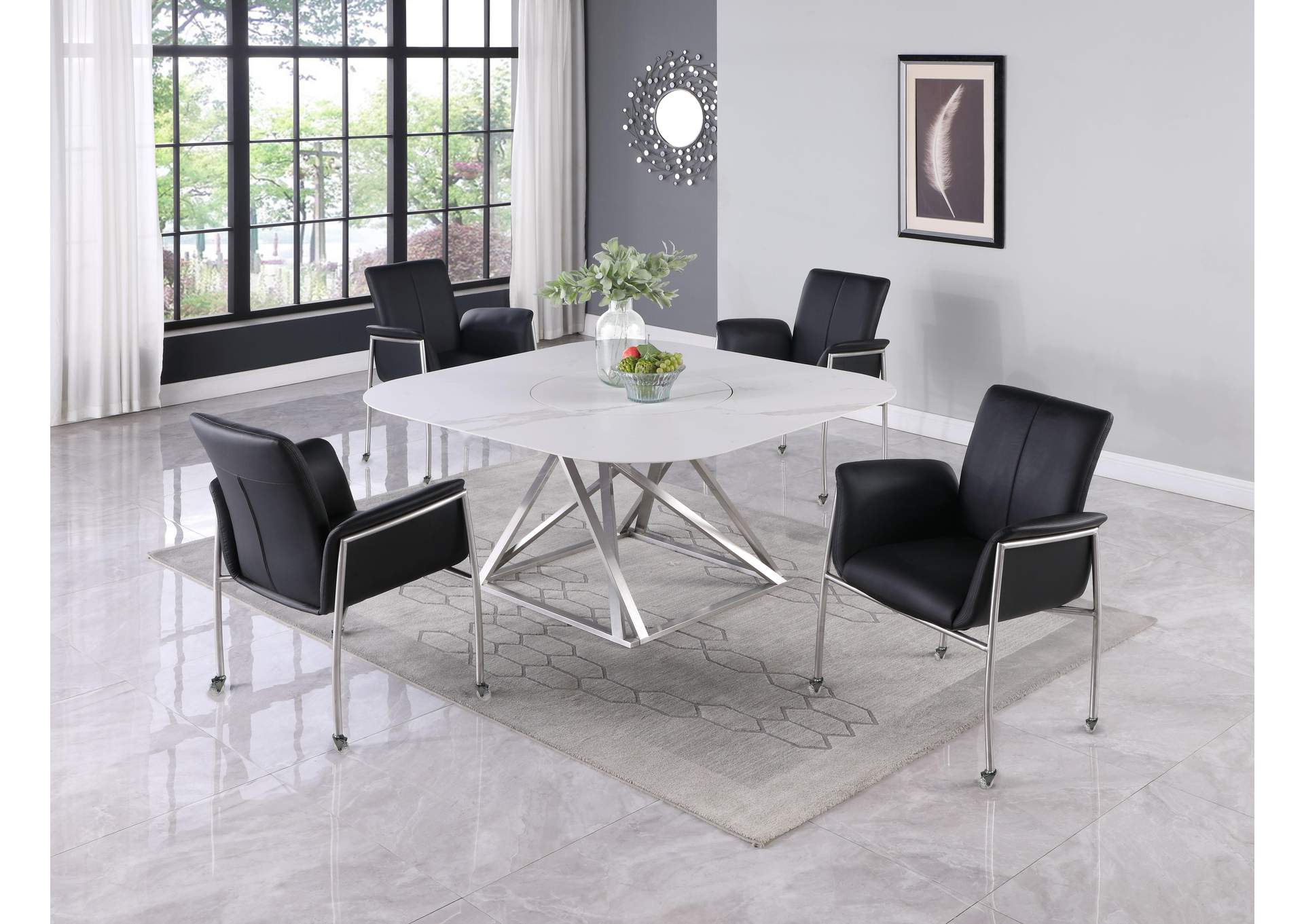 Contemporary Arm Chair With Casters,Chintaly Imports