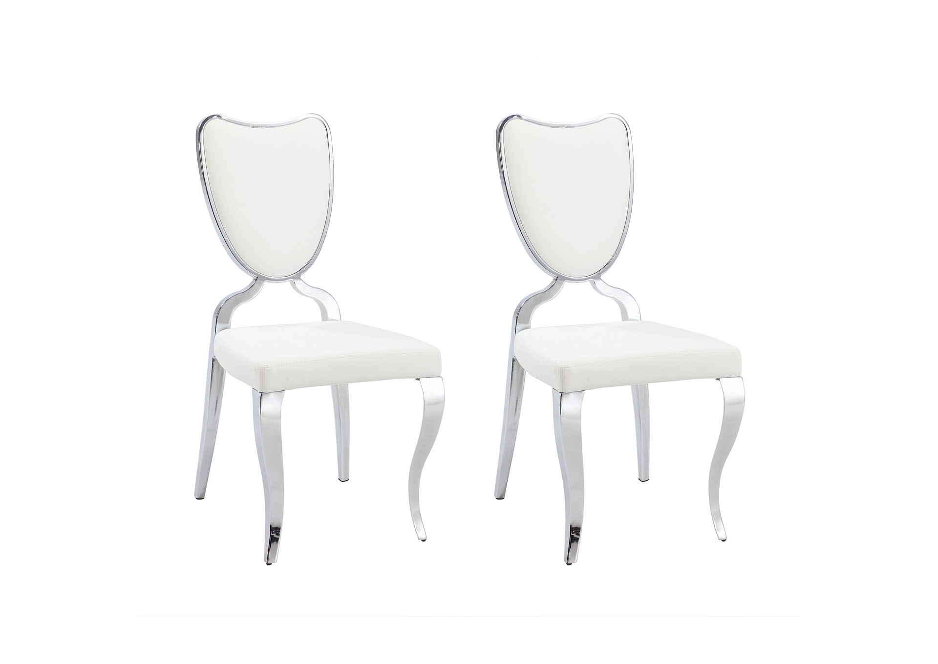 Letty White Heart-Back Side Chair (Set of 2) with Cabriole Legs,Chintaly Imports