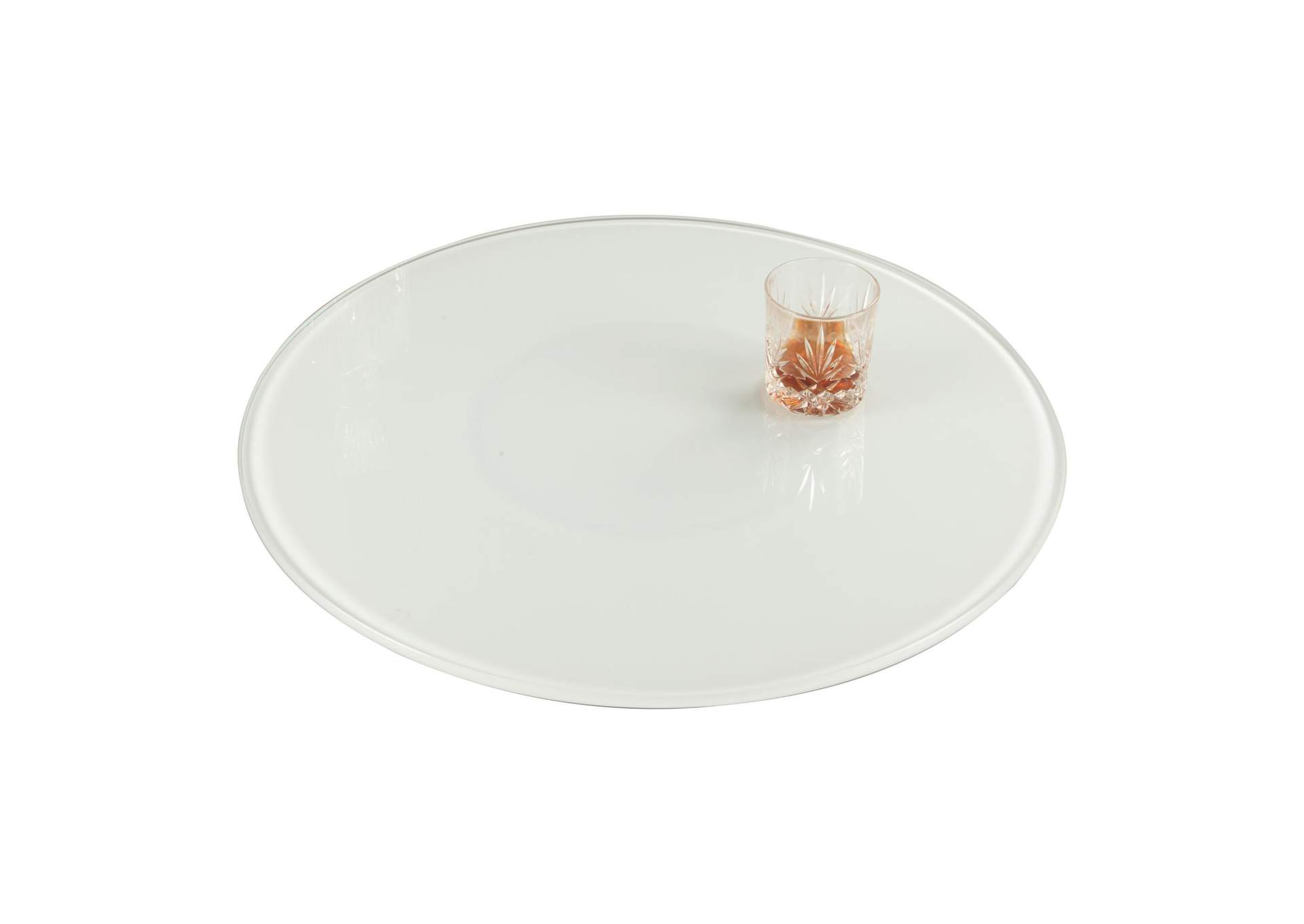 24" Round White Glass Lazy Susan,Chintaly Imports