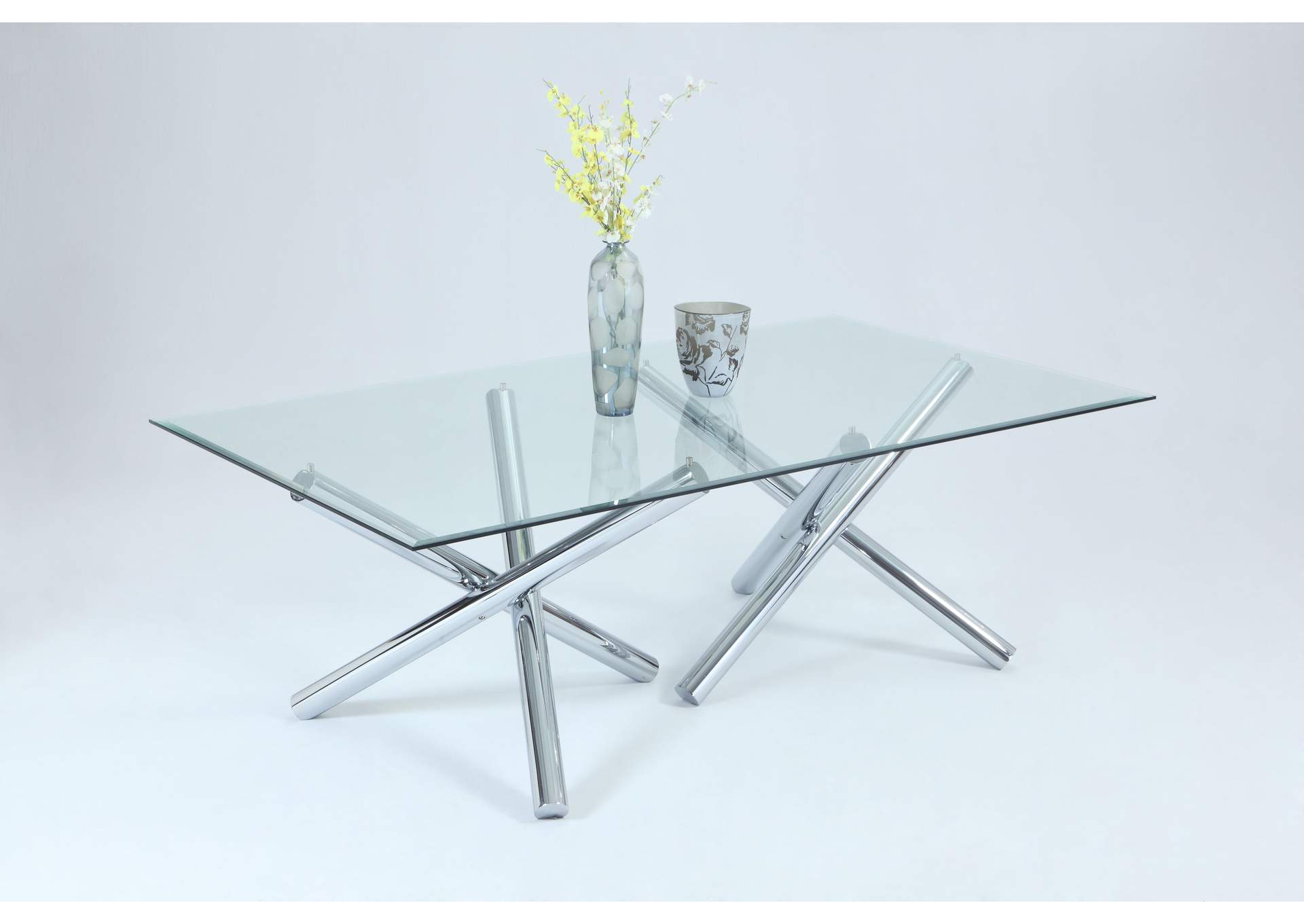 Leatrice Rectangular Glass Table,Chintaly Imports