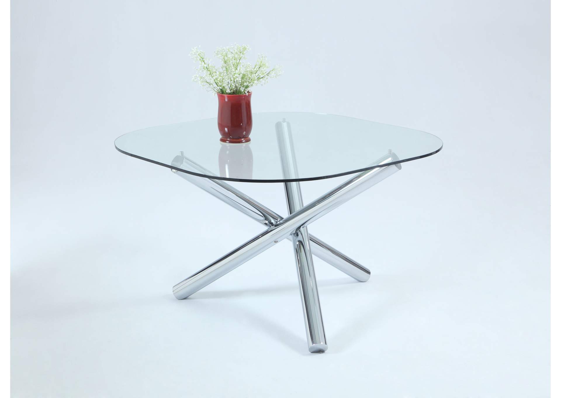 Leatrice Clear Leatrice Square Round Table,Chintaly Imports