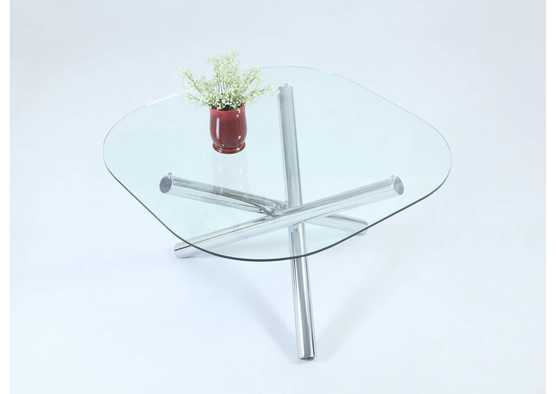 Dining Set With Glass Top Table & 4 Cantilever Chairs,Chintaly Imports
