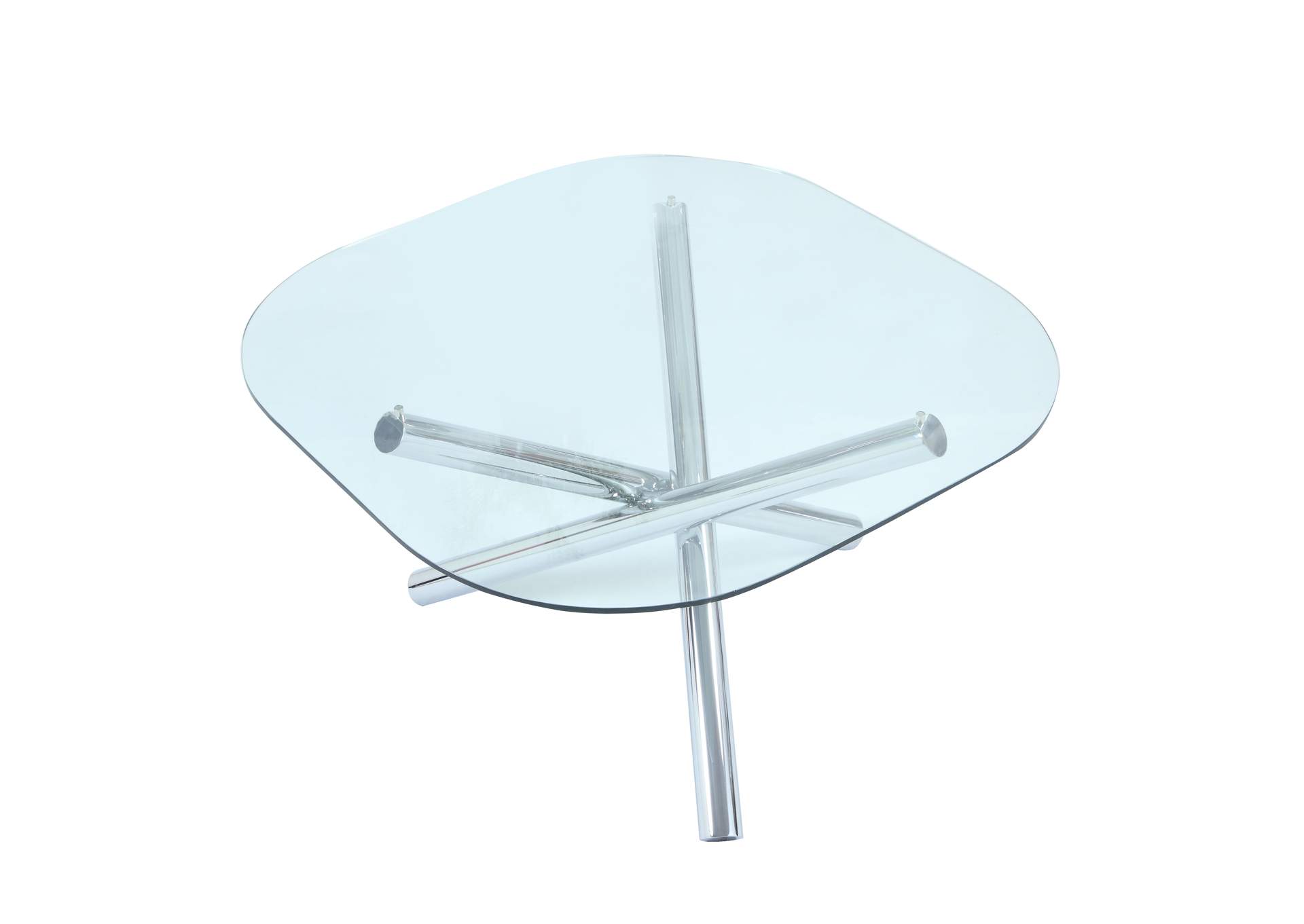 Dining Set With Glass Top Table & 4 Cantilever Chairs,Chintaly Imports