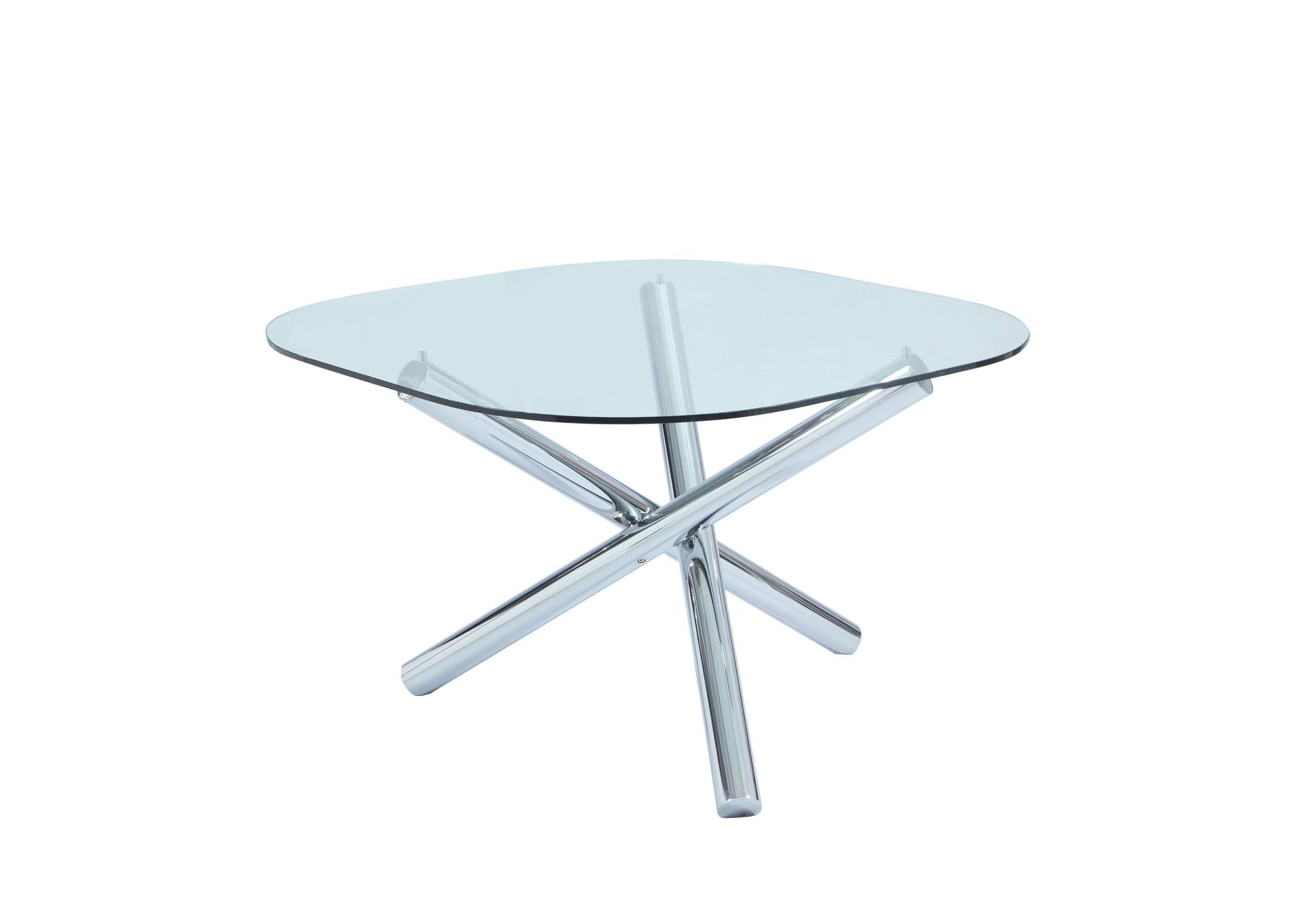 Dining Set With Glass Top Table & 4 Cantilever Chairs,Chintaly Imports