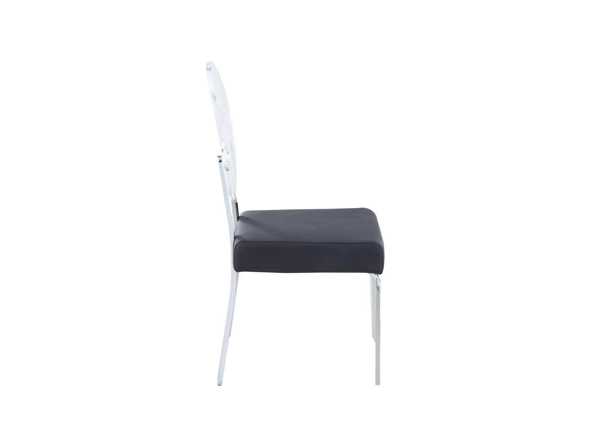 Lenor Chrome Contemporary Acrylic-Back Side Chair [Set of 2],Chintaly Imports