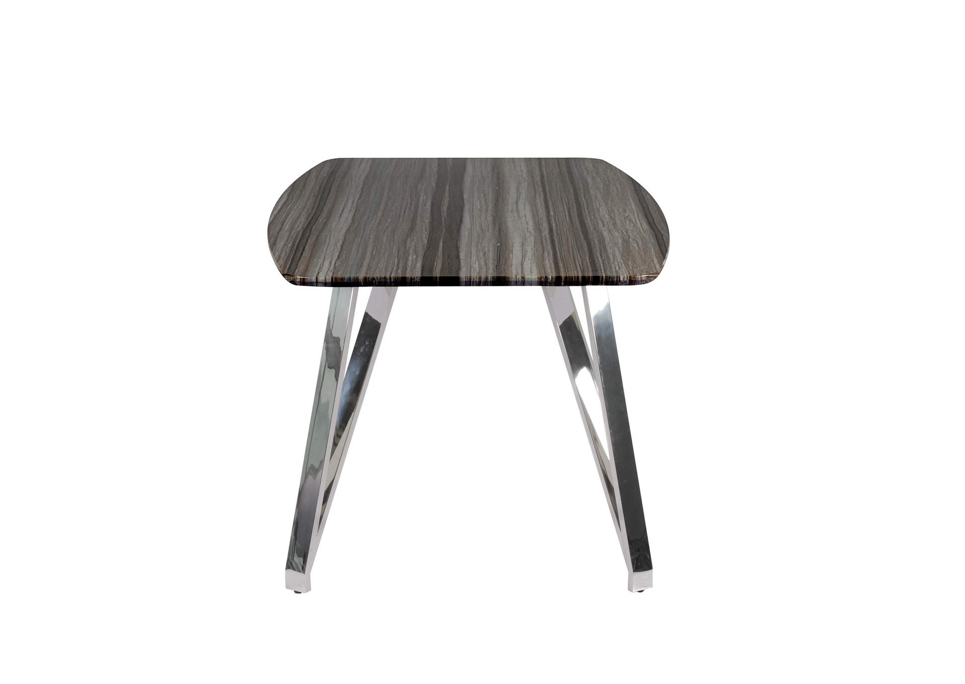 Contemporary Dining Table With Marbleized Top,Chintaly Imports