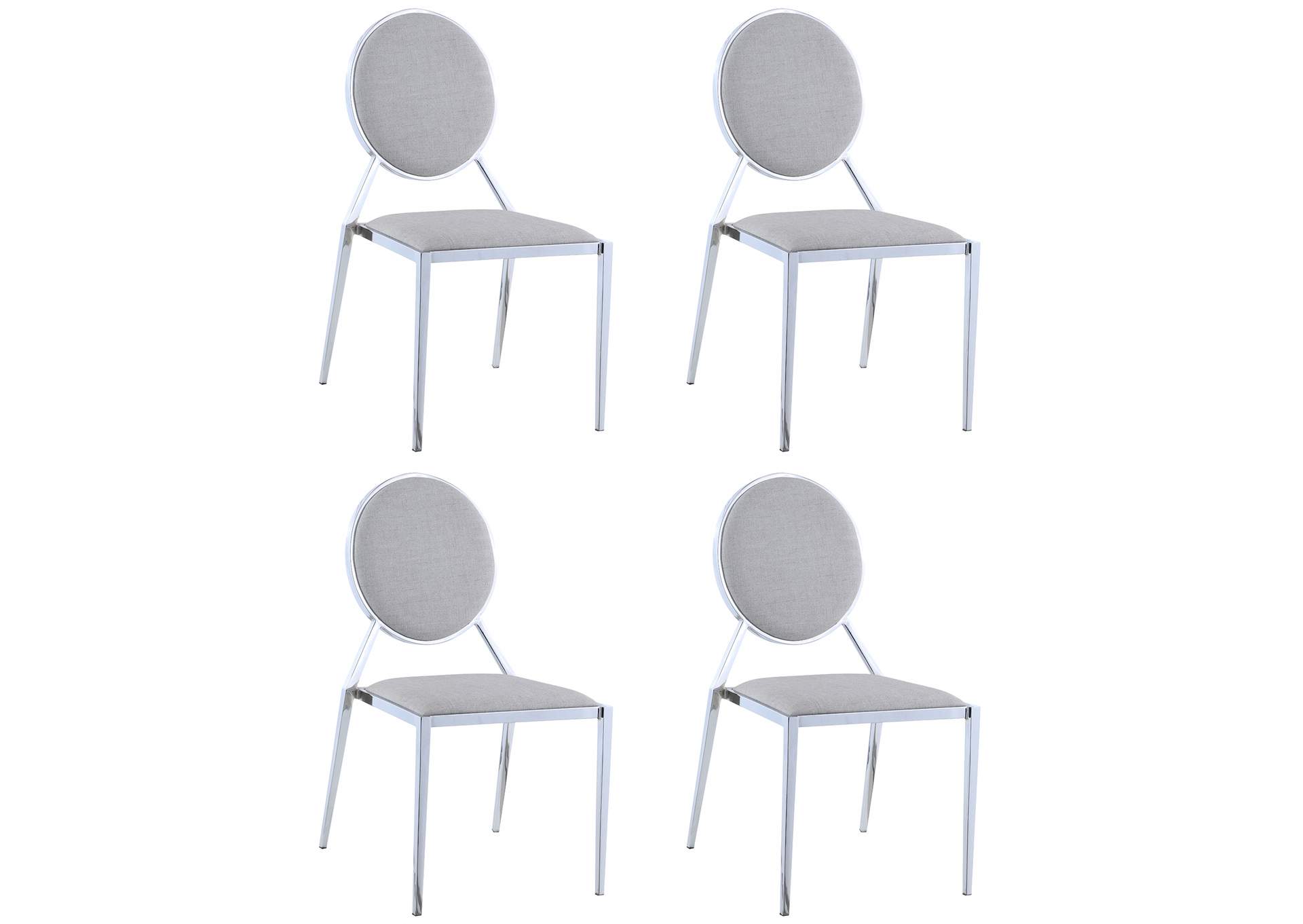 Lisa Light Grey Round-Back Side Chair (Set of 4),Chintaly Imports