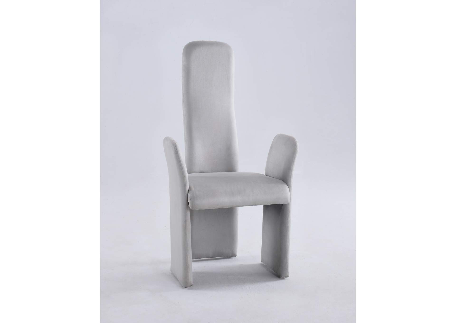 Lucy Grey High Contour Back Arm Dining Chair (Set of 2),Chintaly Imports