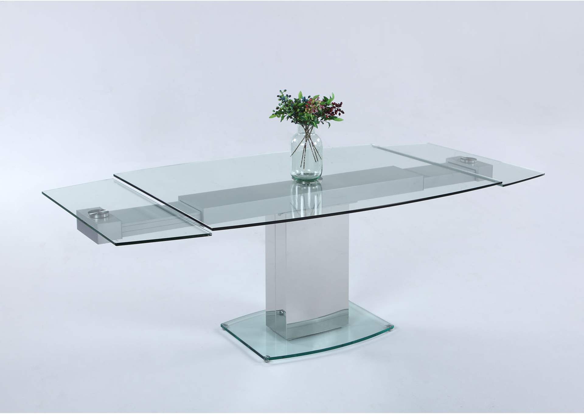 Mackenzie Clear Glass Top Dining Table,Chintaly Imports