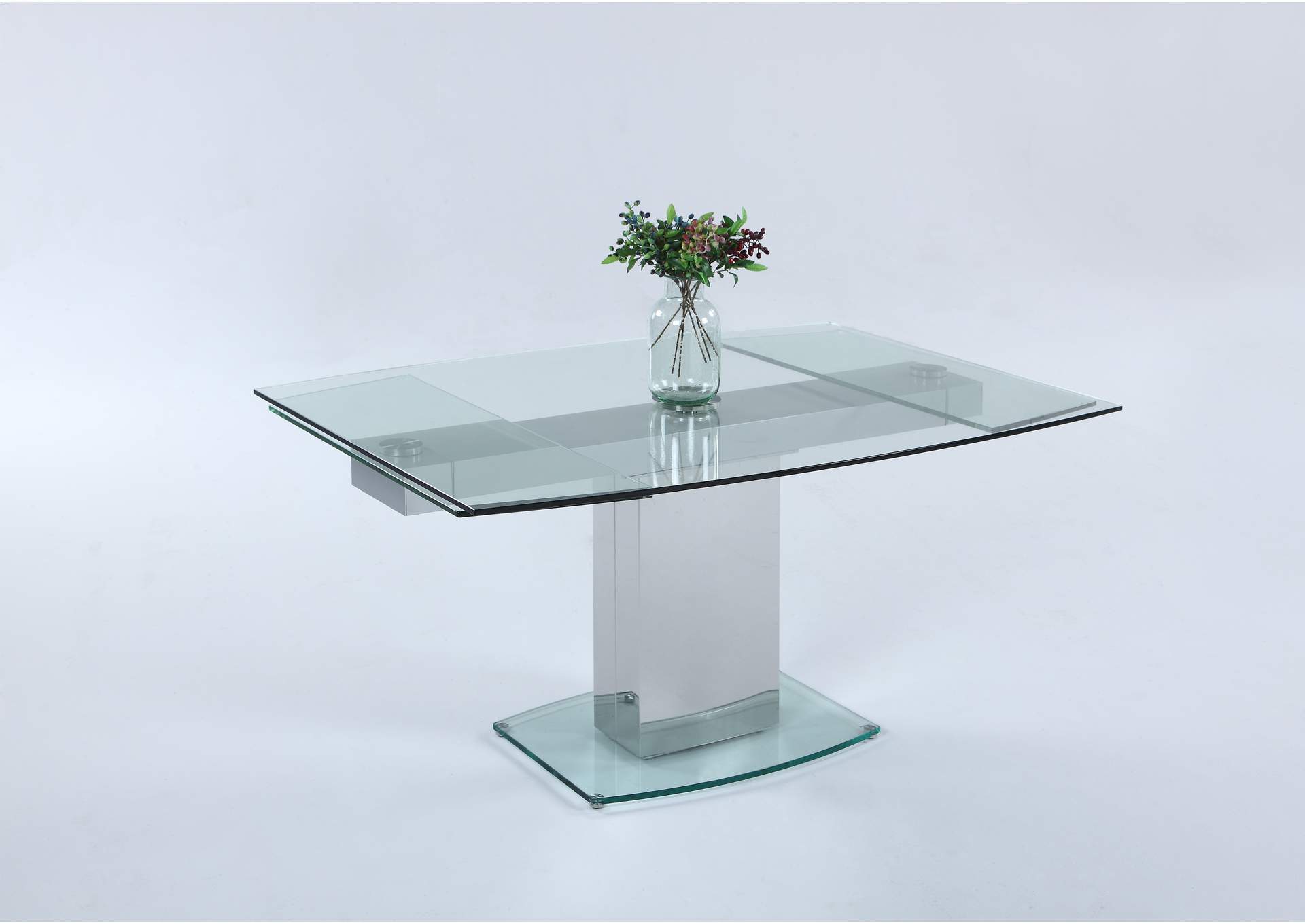 Mackenzie Clear Glass Top Dining Table,Chintaly Imports