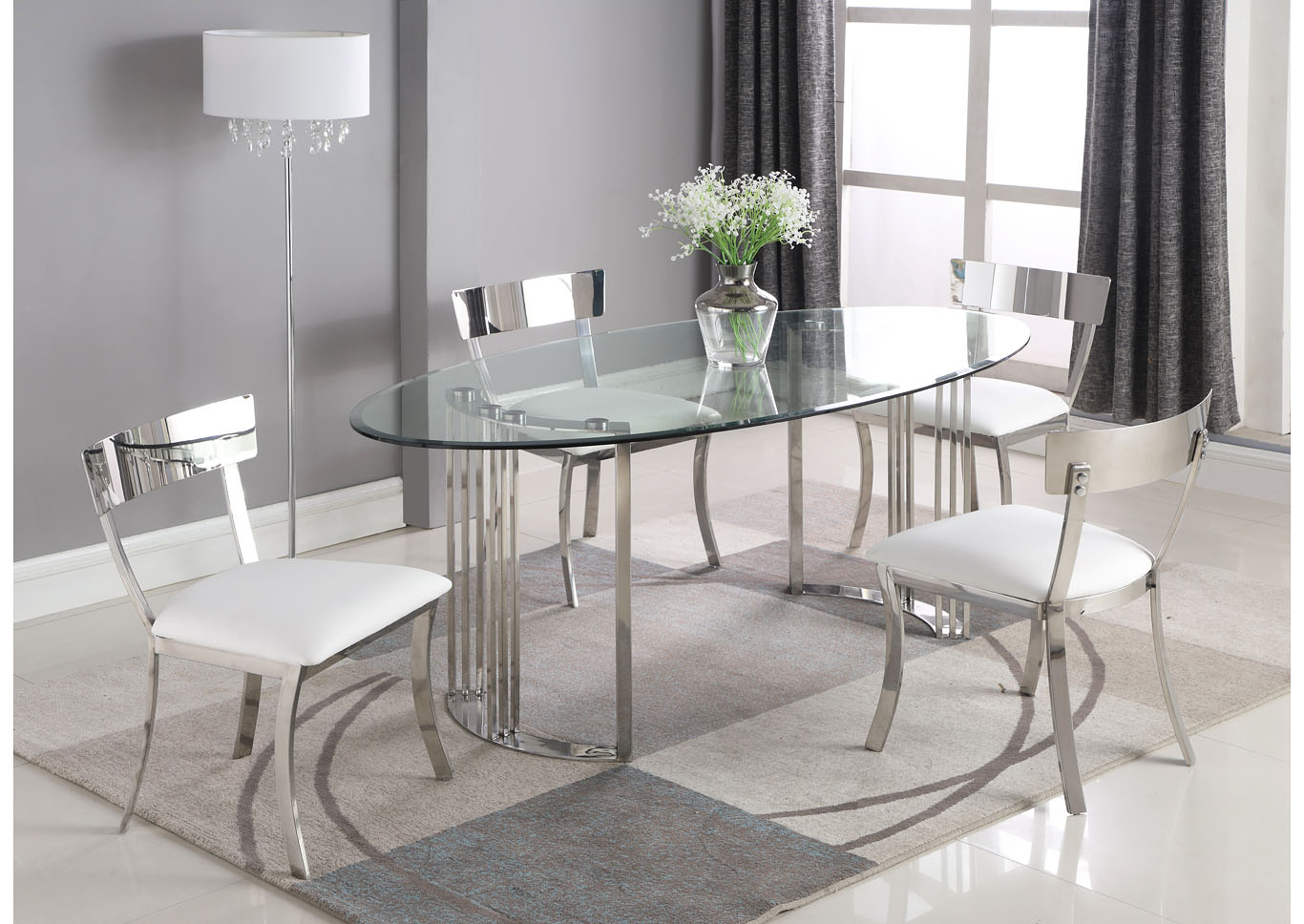 Maiden Clear Oval Glass Top Dining Table,Chintaly Imports