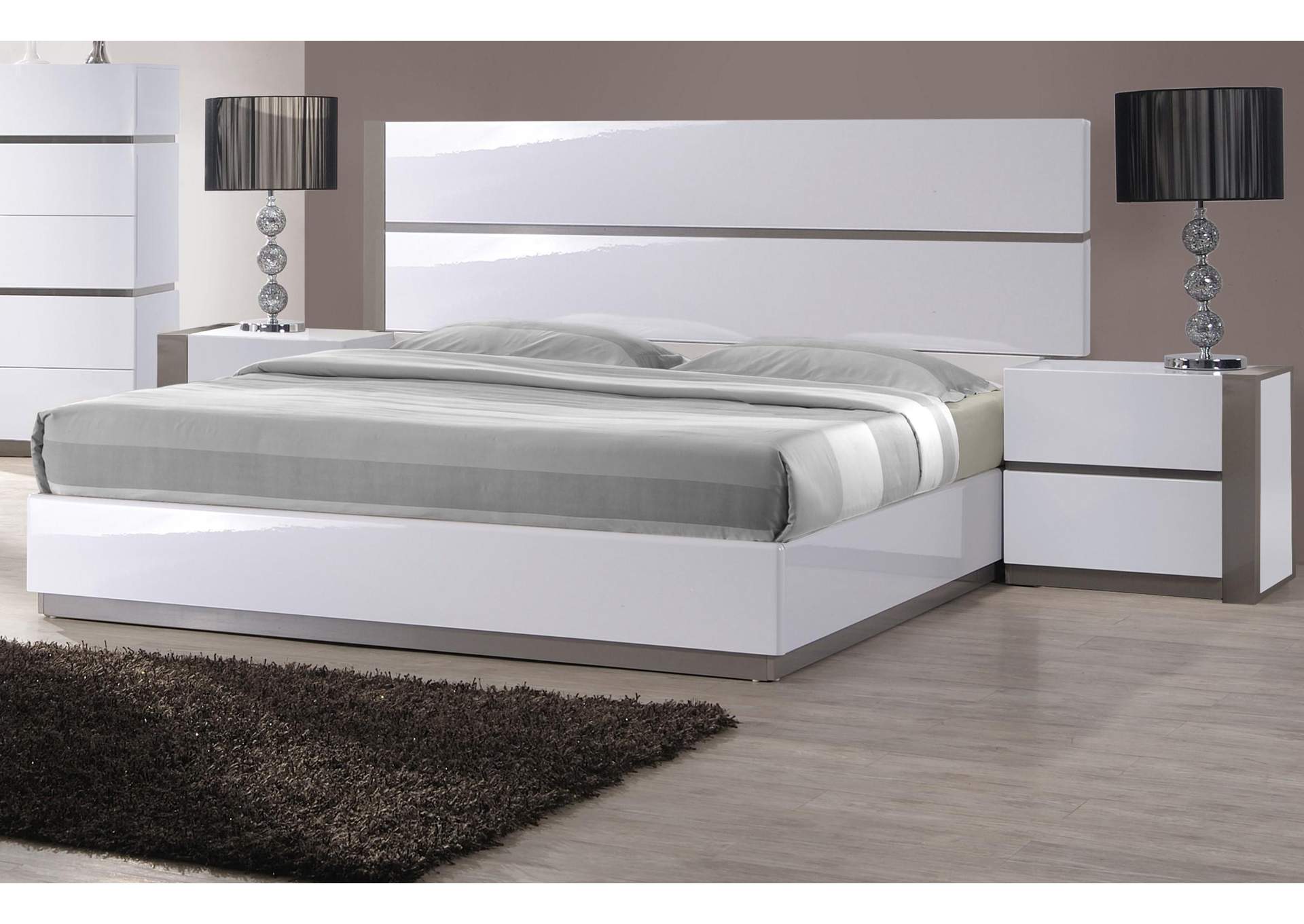 Manila White Modern 2-Tone Queen Bed,Chintaly Imports