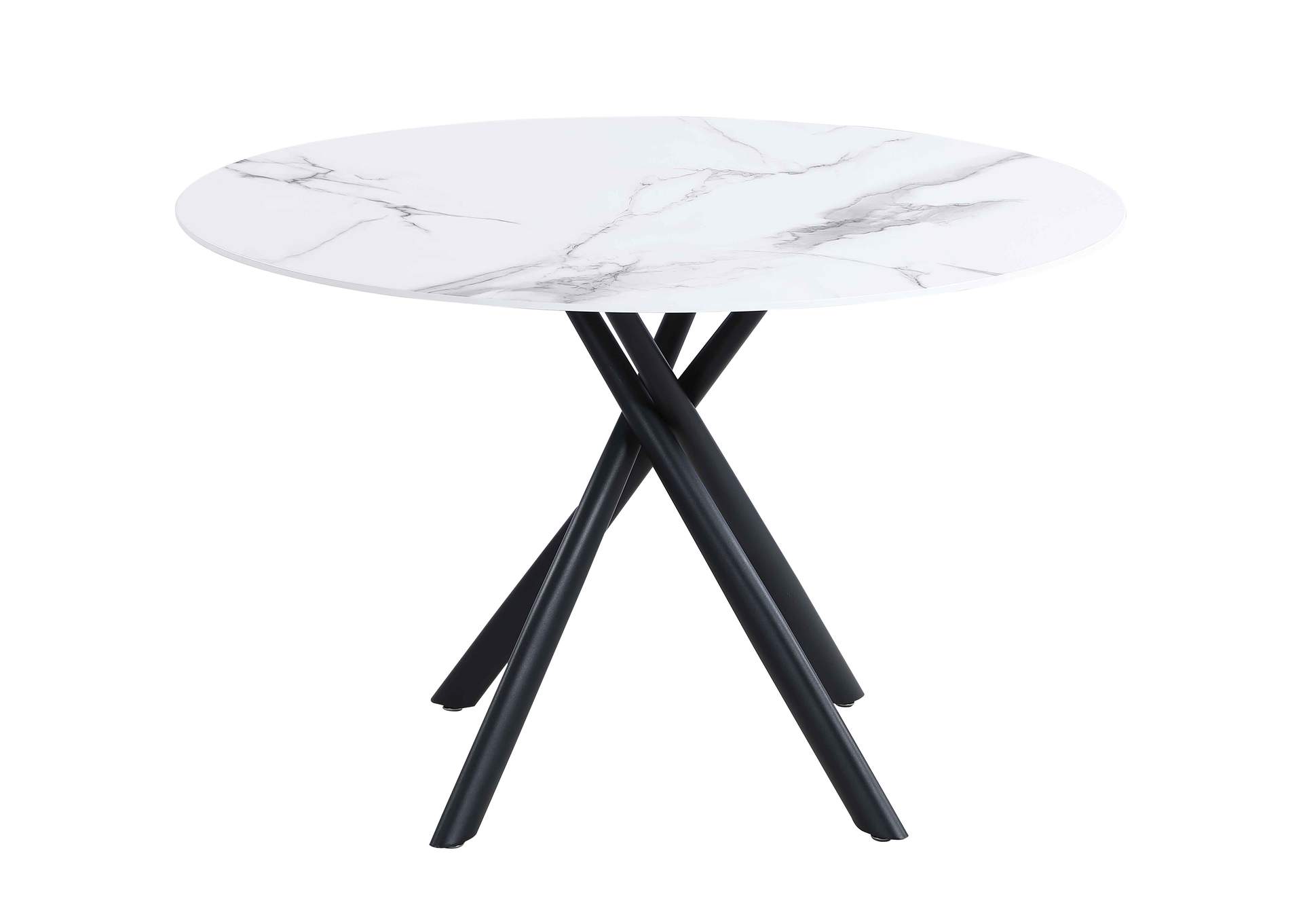 Contemporary Dining Set With Marbleized Glass Table & Upholstered Chairs,Chintaly Imports