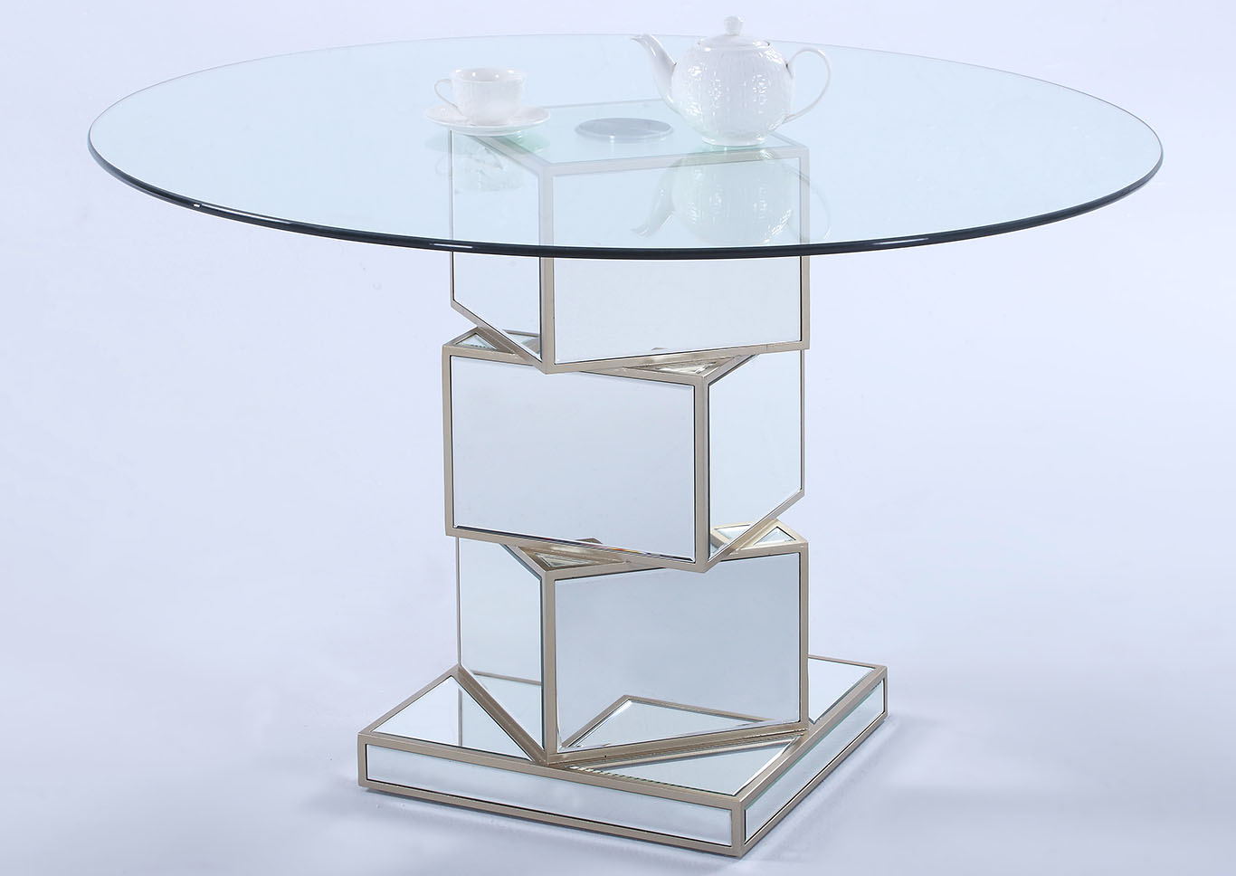 Marlene Round Glass Dining Table,Chintaly Imports