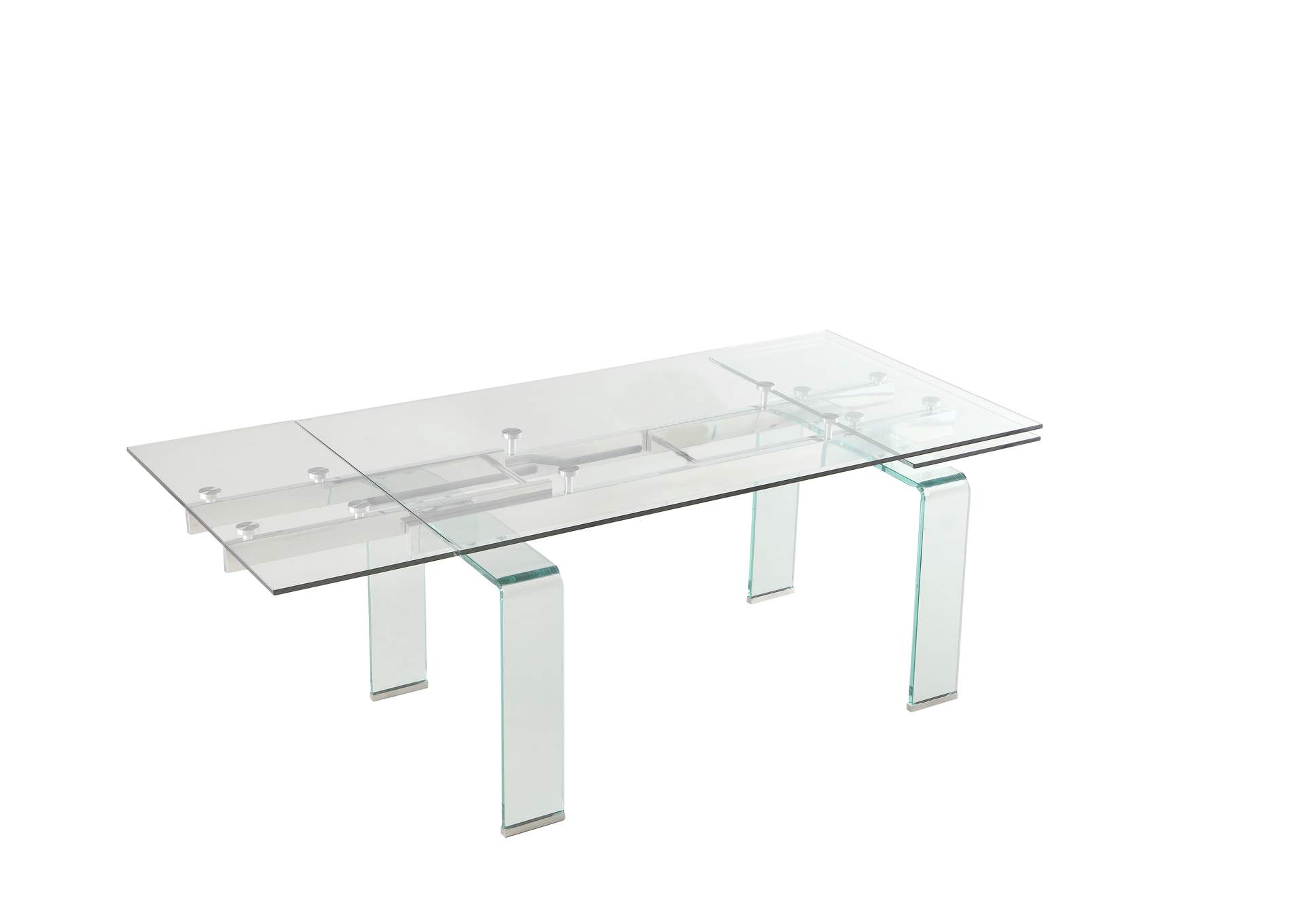 Millie Clear Extendable Glass Table,Chintaly Imports