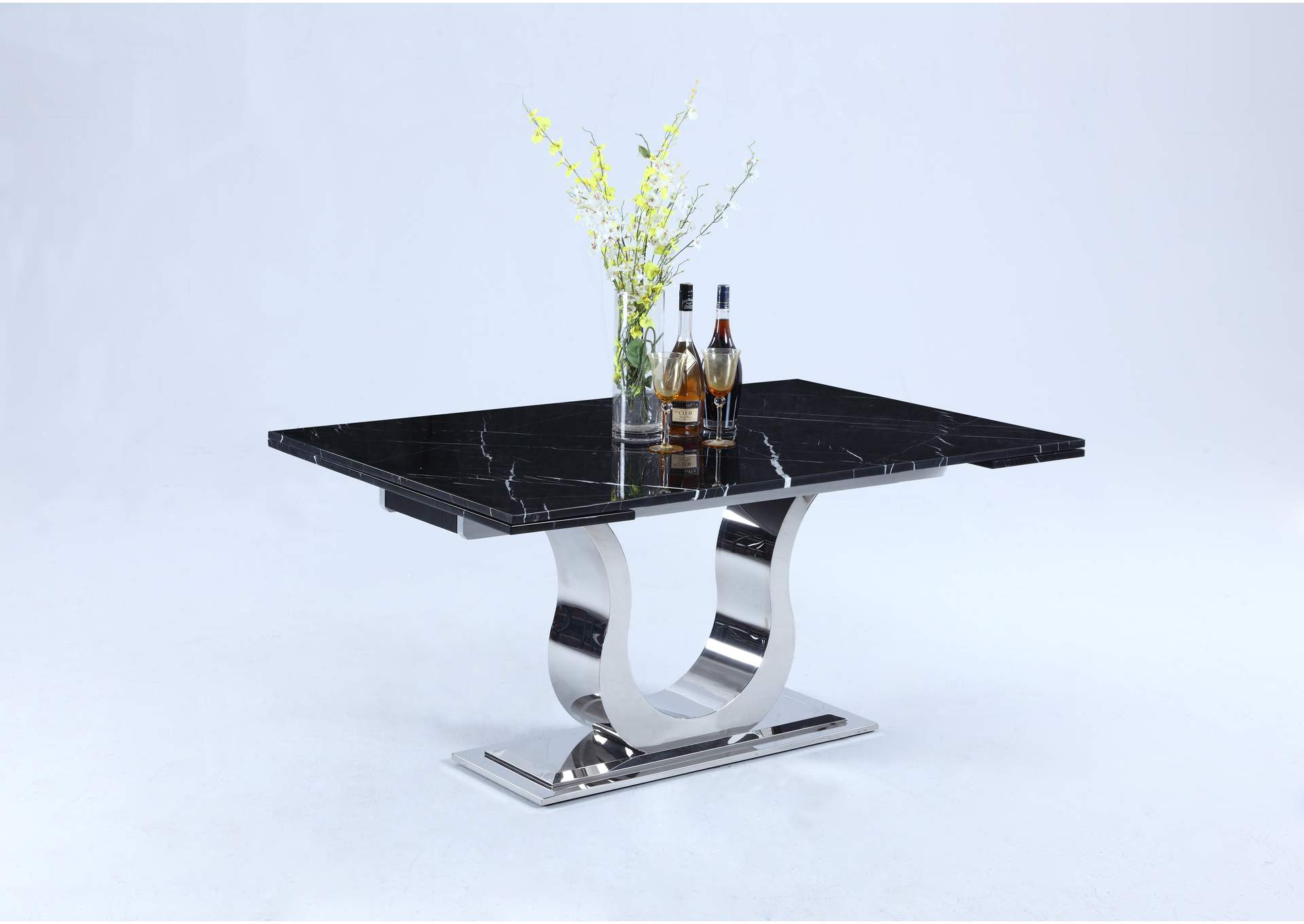 Nadia Black Contemporary Dining Table,Chintaly Imports