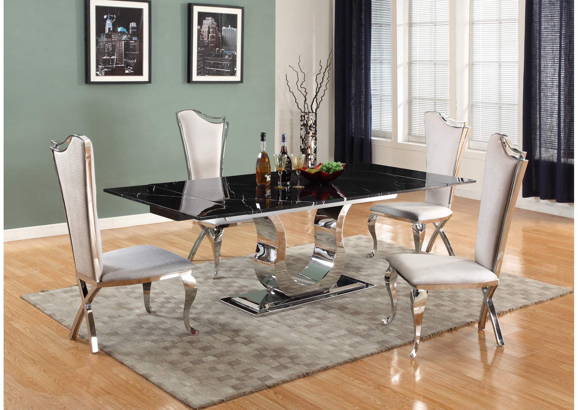 Contemporary Tall-Back Upholstered Side Chair (Set of 2),Chintaly Imports