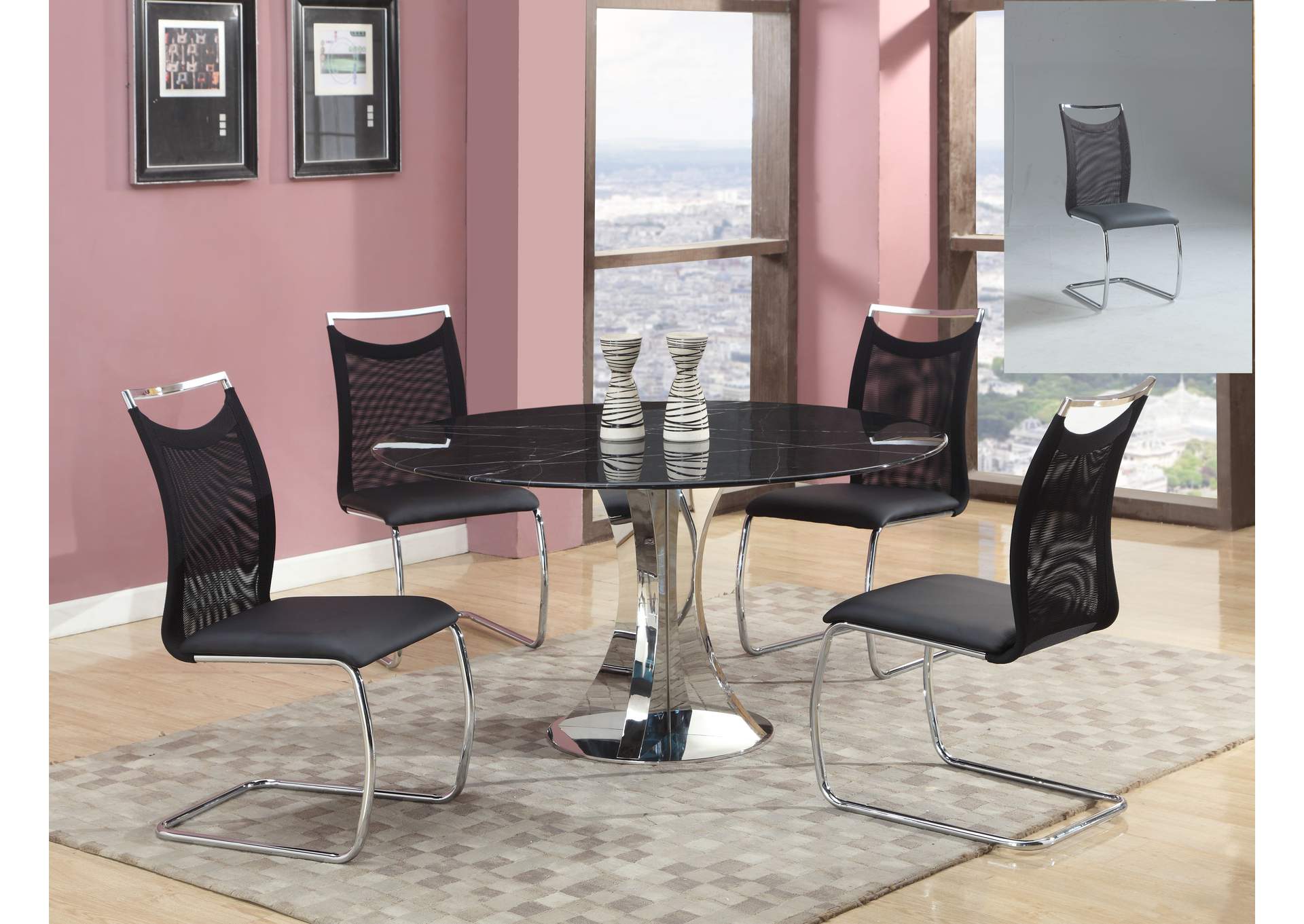Meshed Back Cantilever Side Chair (Set of 2),Chintaly Imports