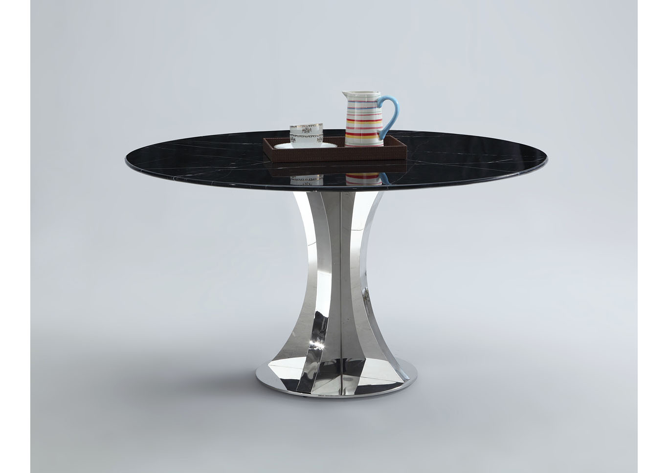 Nadine Black Marquina Marble Top Dining Table,Chintaly Imports