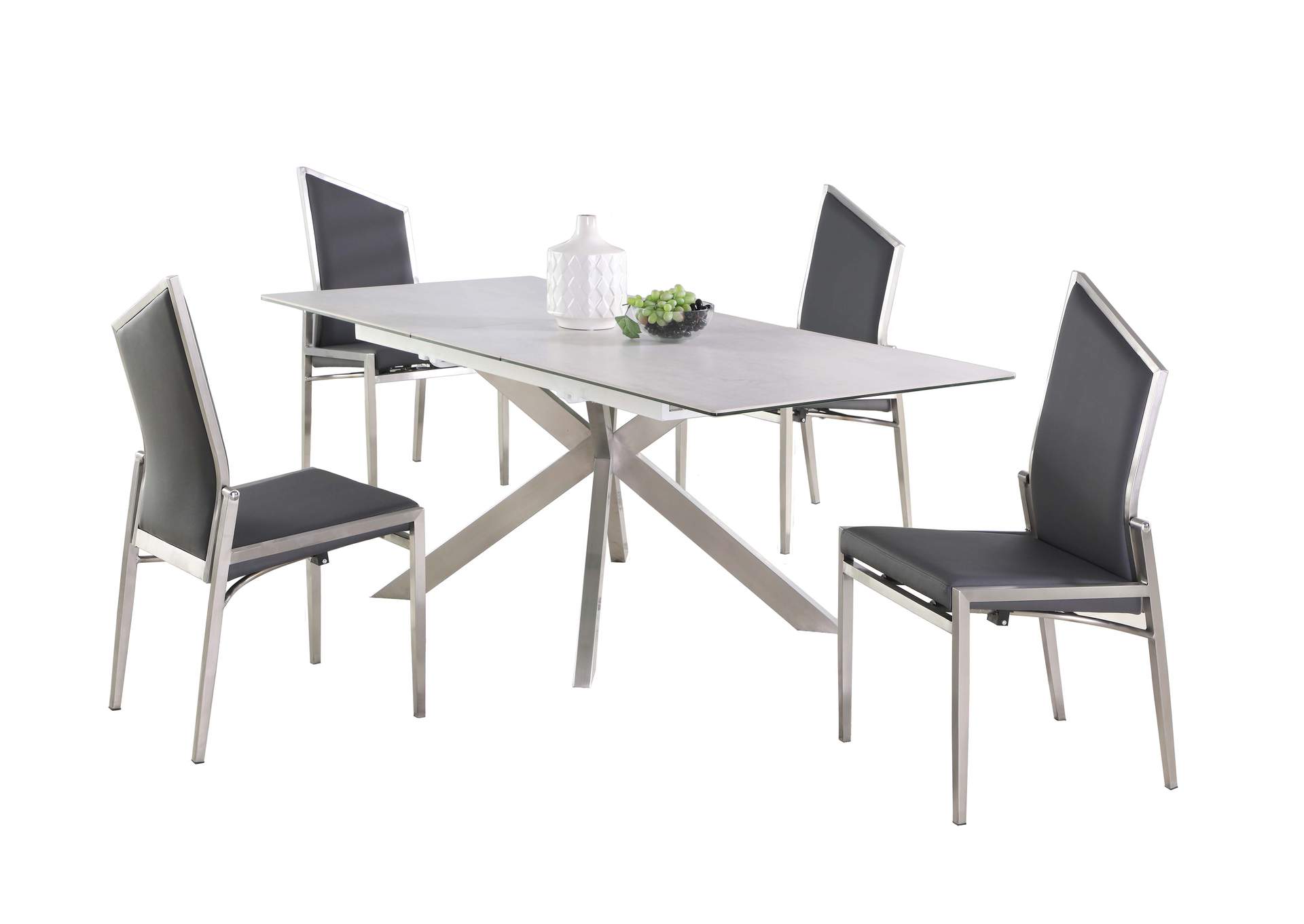 Dining Table w/ Ceramic Top & Pop-up Extension,Chintaly Imports