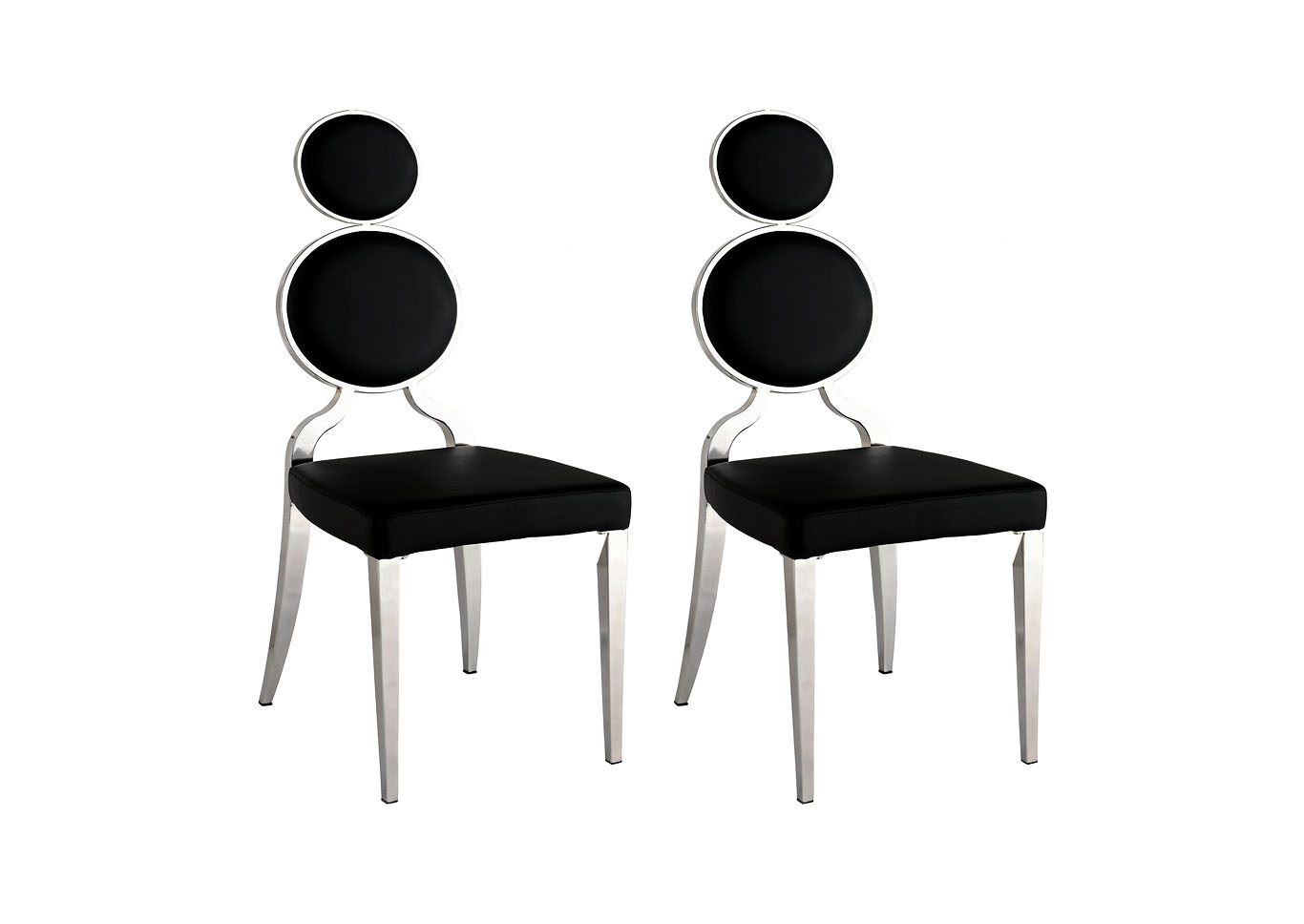 Oprah Black Double Ring-Back Side Chair (Set of 2),Chintaly Imports