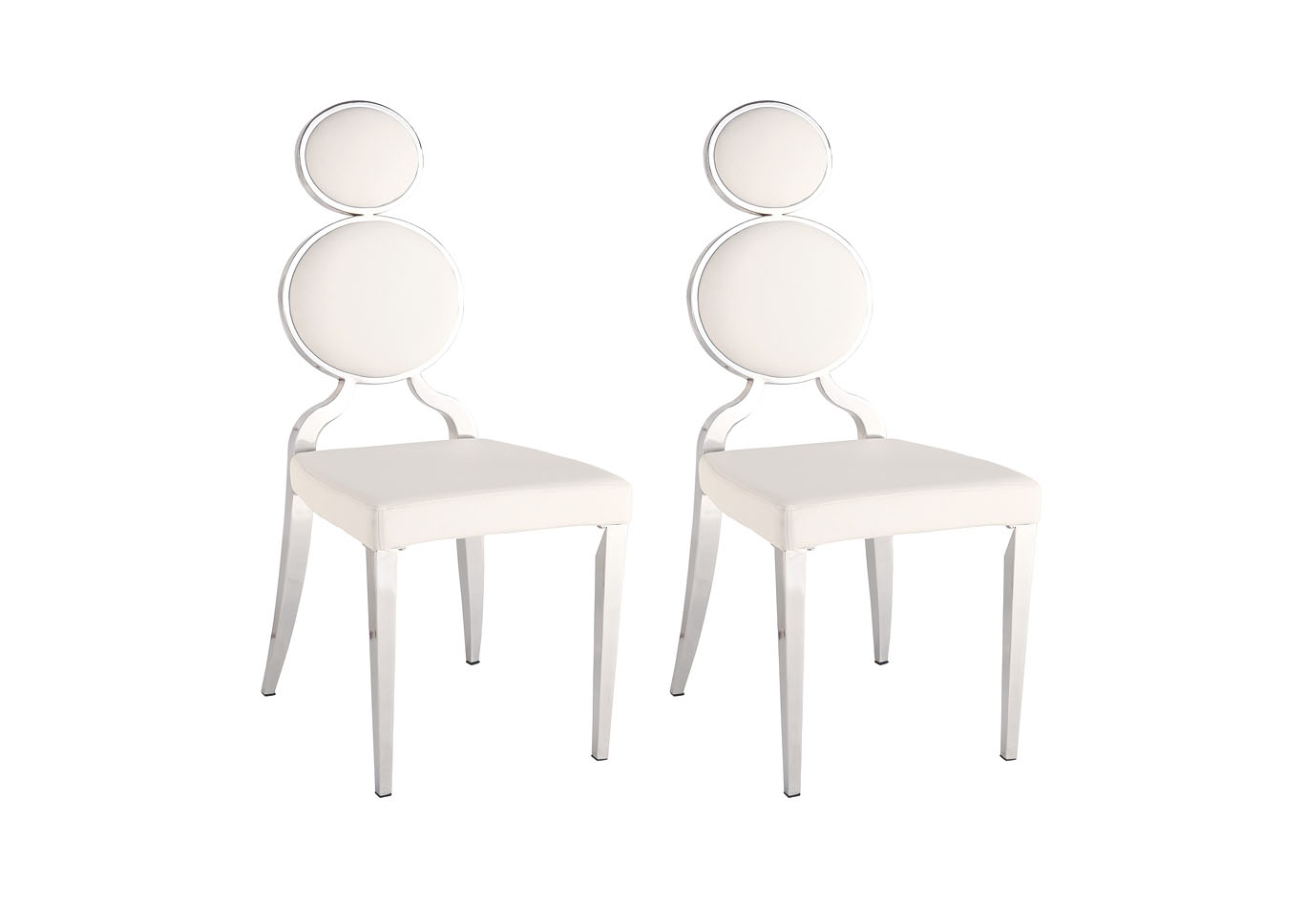 Oprah White Double Ring-Back Side Chair (Set of 2),Chintaly Imports