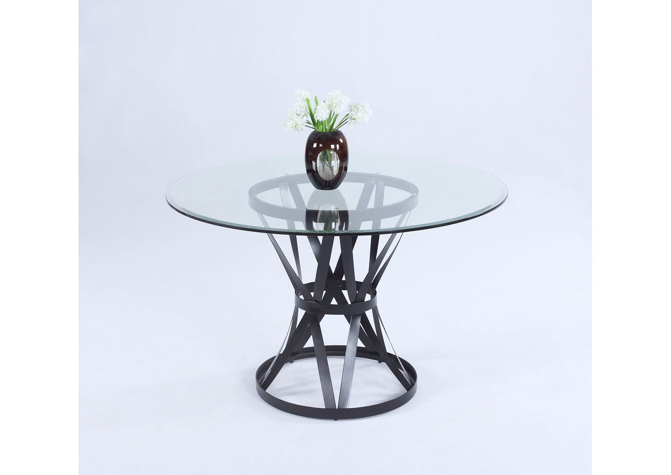 Pandora Black Round Glass Top Dining Table,Chintaly Imports