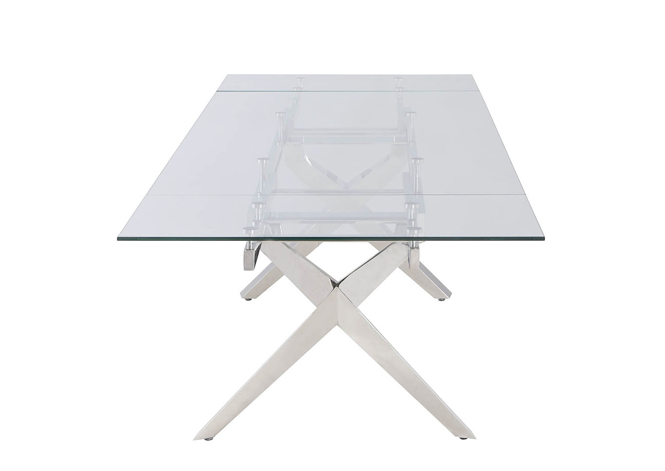 Paula Clear Rectangular Glass Top Dining Table,Chintaly Imports