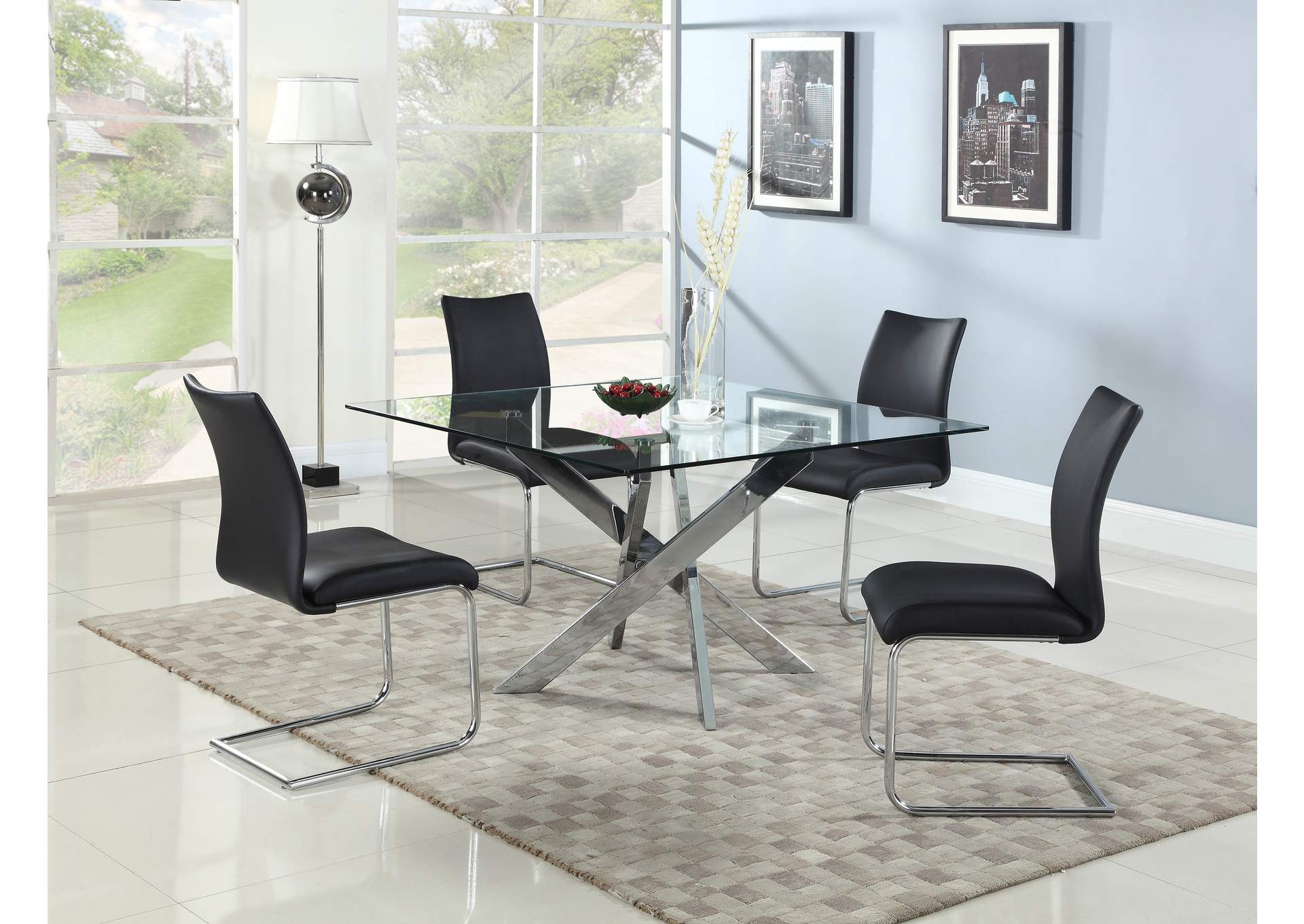 Pixie 5 Piece Dining Set w/ 4 Chairs,Chintaly Imports